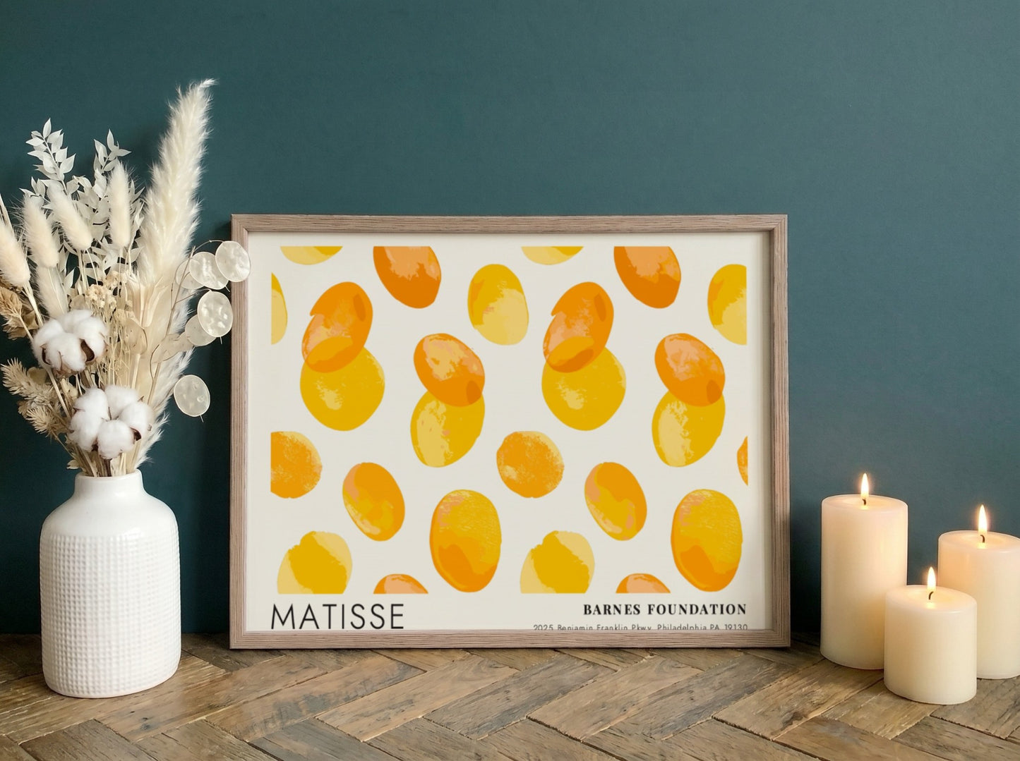 Henri Matisse poster featuring warm yellow and orange colors in a playful design