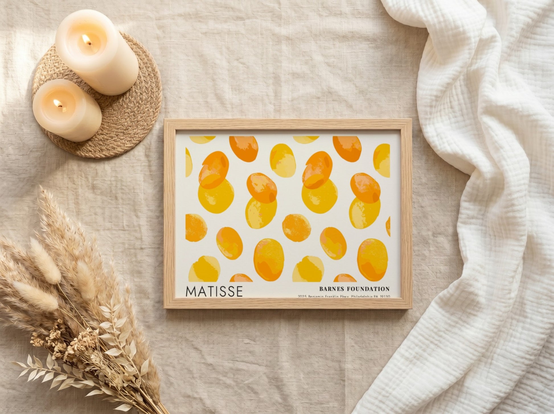 Henri Matisse poster featuring warm yellow and orange colors in a playful design