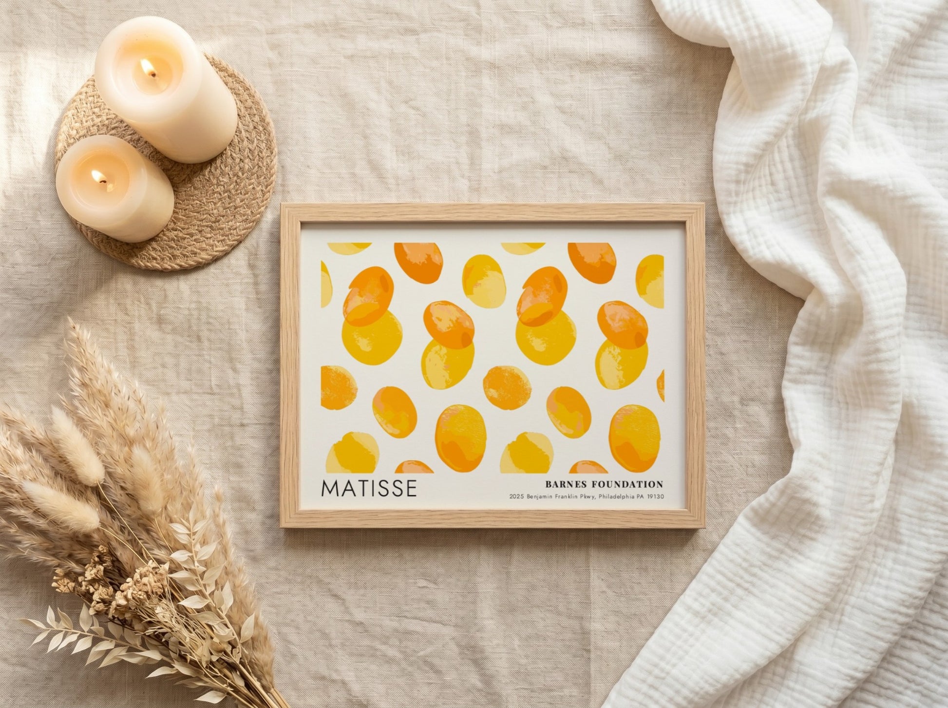 Dark Garden poster by Henri Matisse featuring warm yellow and orange shapes, modern wall art print