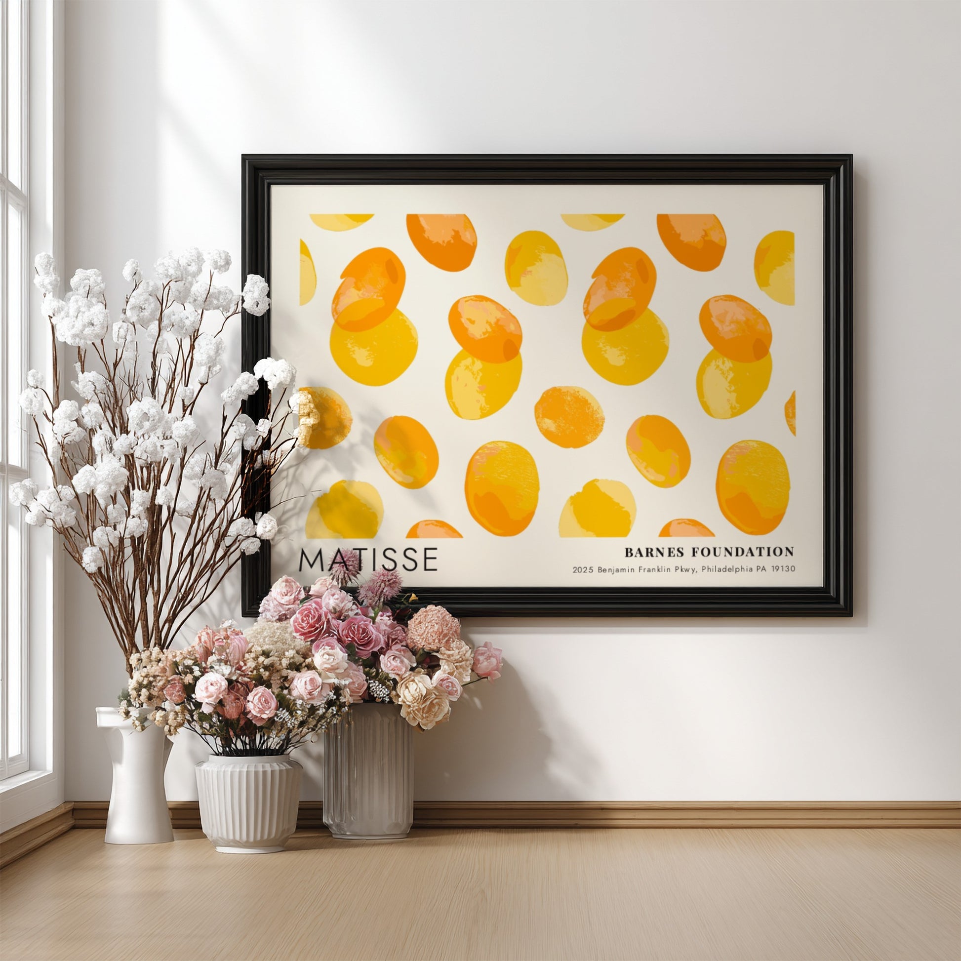 Dark Garden poster by Henri Matisse featuring warm yellow and orange shapes, modern wall art print