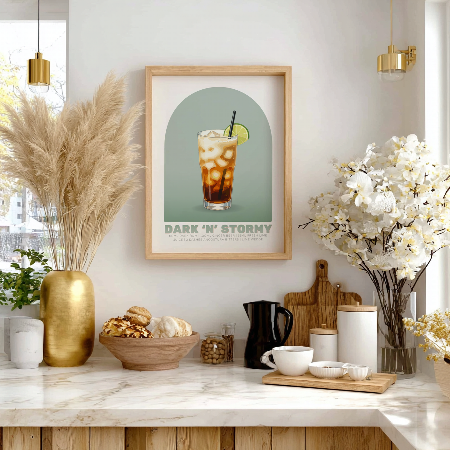 Dark 'n Stormy Cocktail Poster - Drinks Wall Art