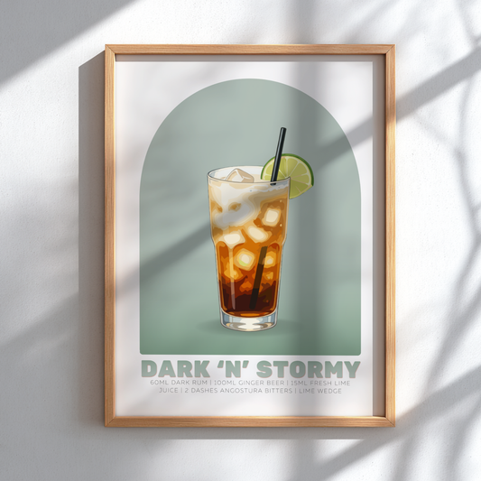 Dark 'n Stormy Cocktail Poster - Drinks Wall Art