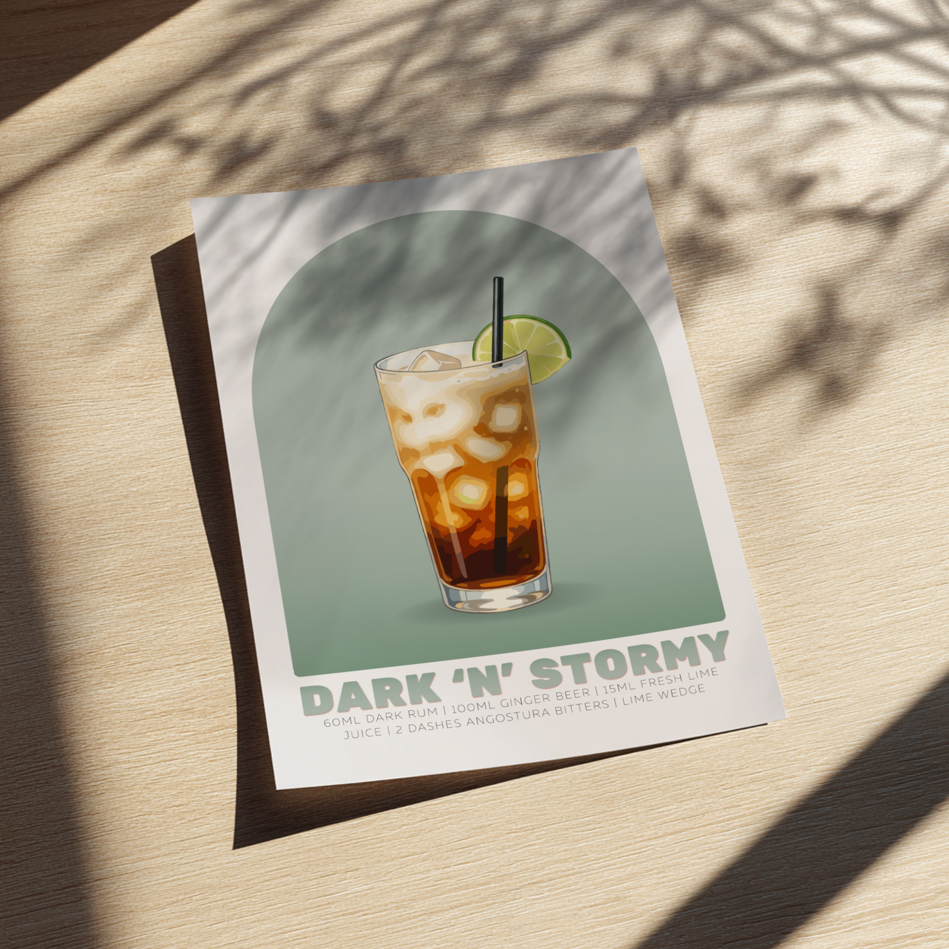 Dark 'n Stormy Cocktail Poster - Drinks Wall Art