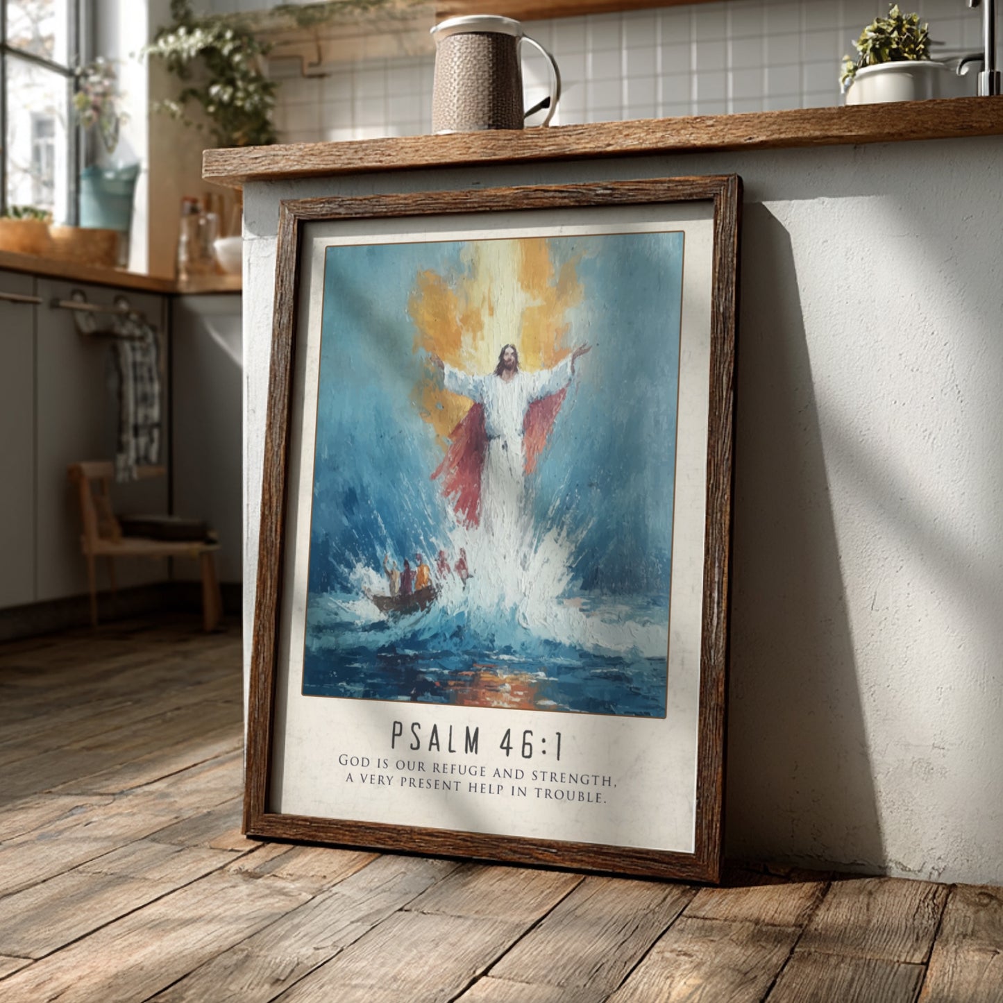 Psalm 46:1: The Stronghold – Modern Minimalist Scripture Art