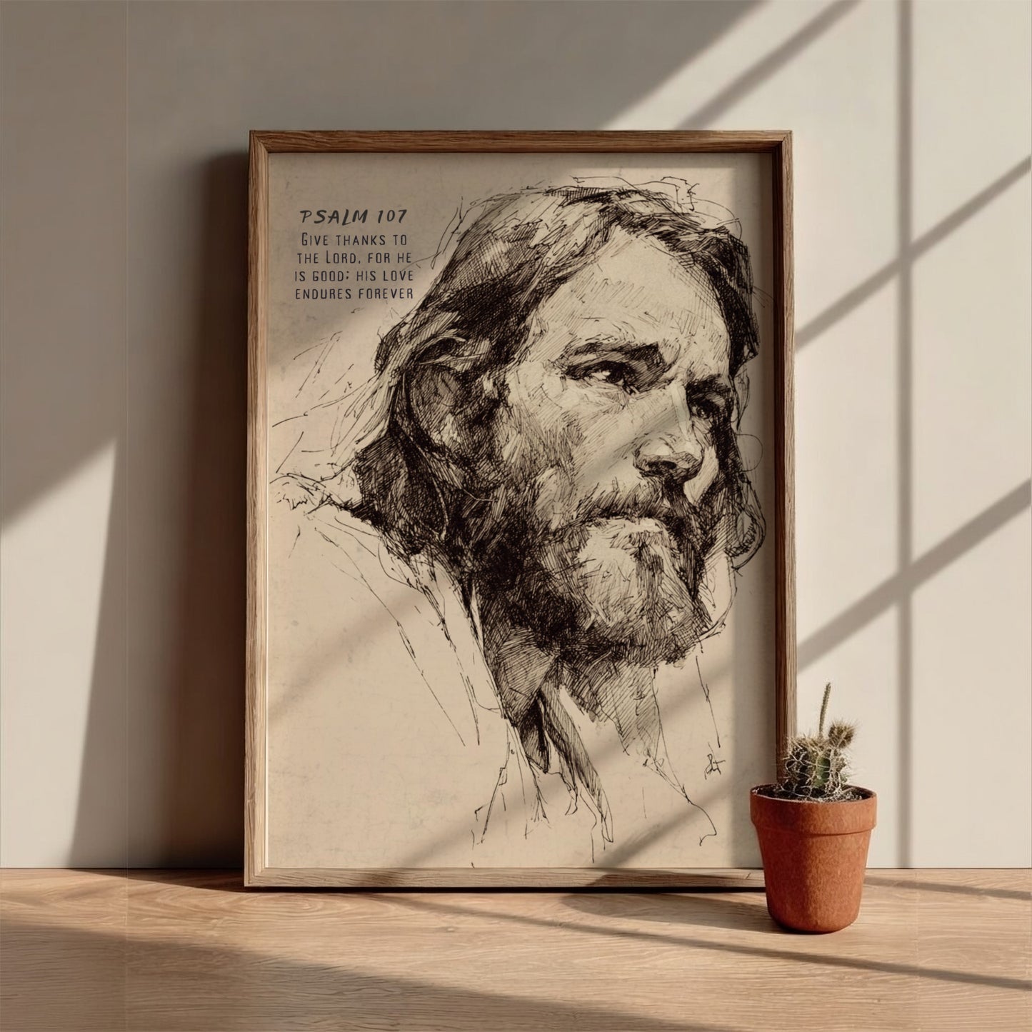 Psalm 107: Give Thanks - Modern Minimalist Scripture Wall Art