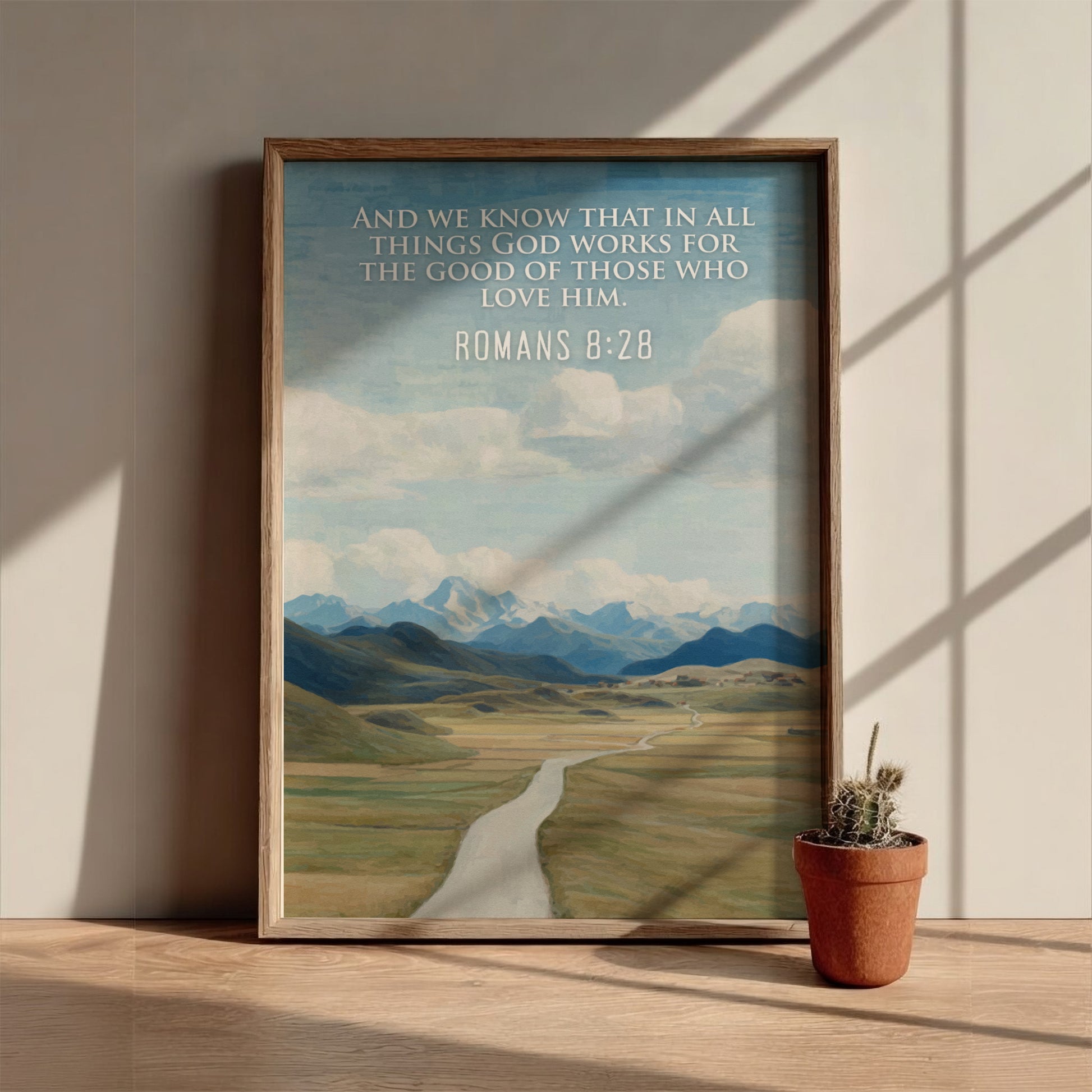 Romans 8:28: The Masterpiece – Modern Minimalist Scripture Art