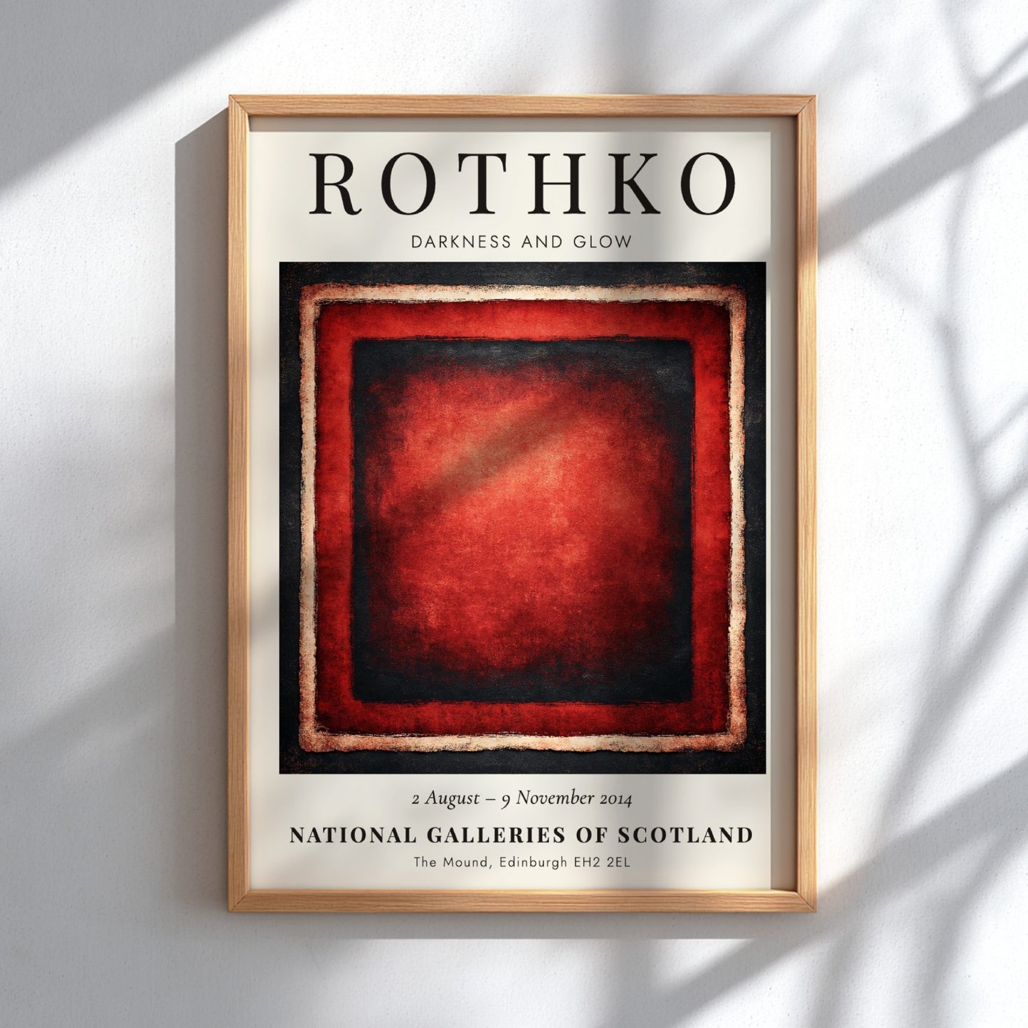 Wall art poster featuring Mark Rothko Darkness and Glow abstract red and black painting