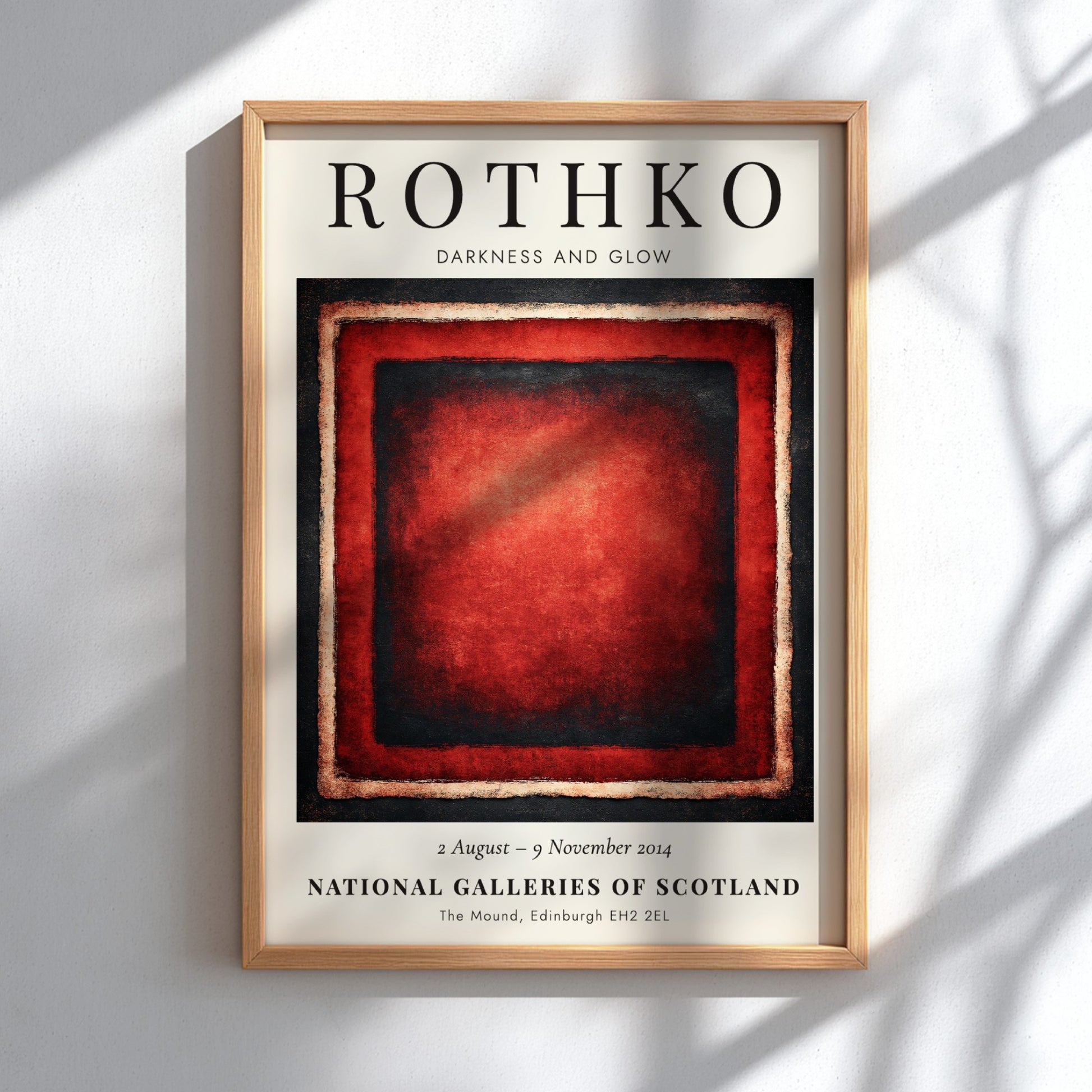 Wall art poster featuring Mark Rothko Darkness and Glow abstract red and black painting