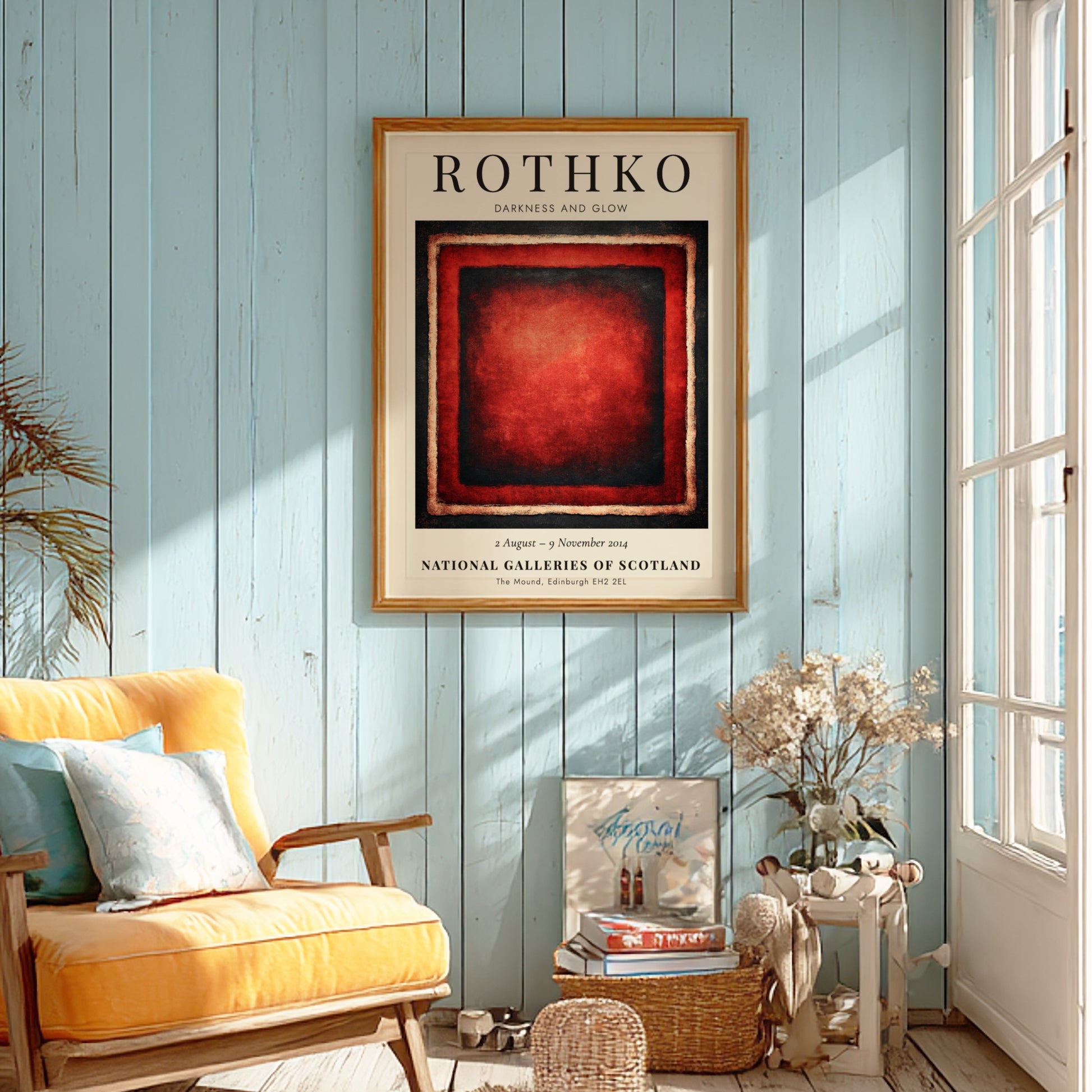 Wall art poster featuring Mark Rothko Darkness and Glow abstract red and black painting