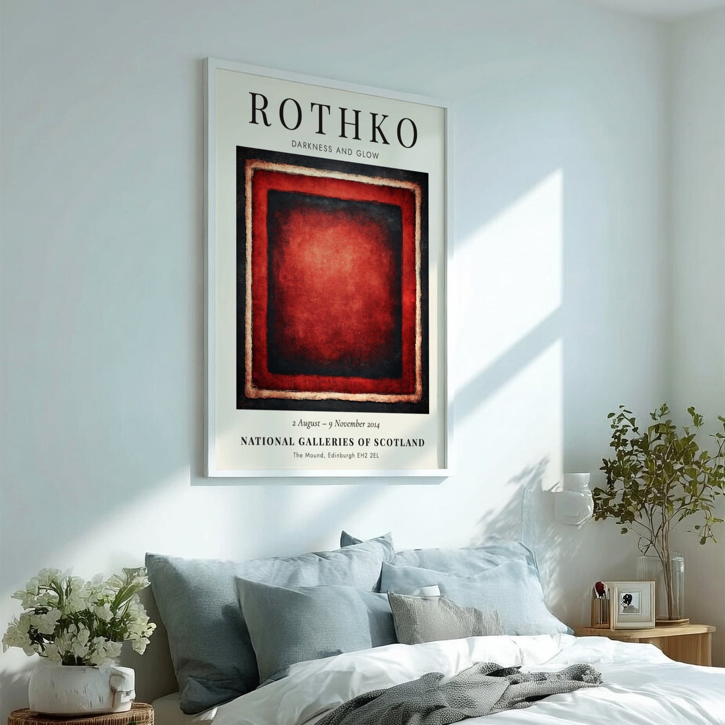 Wall art poster featuring Mark Rothko Darkness and Glow abstract red and black painting