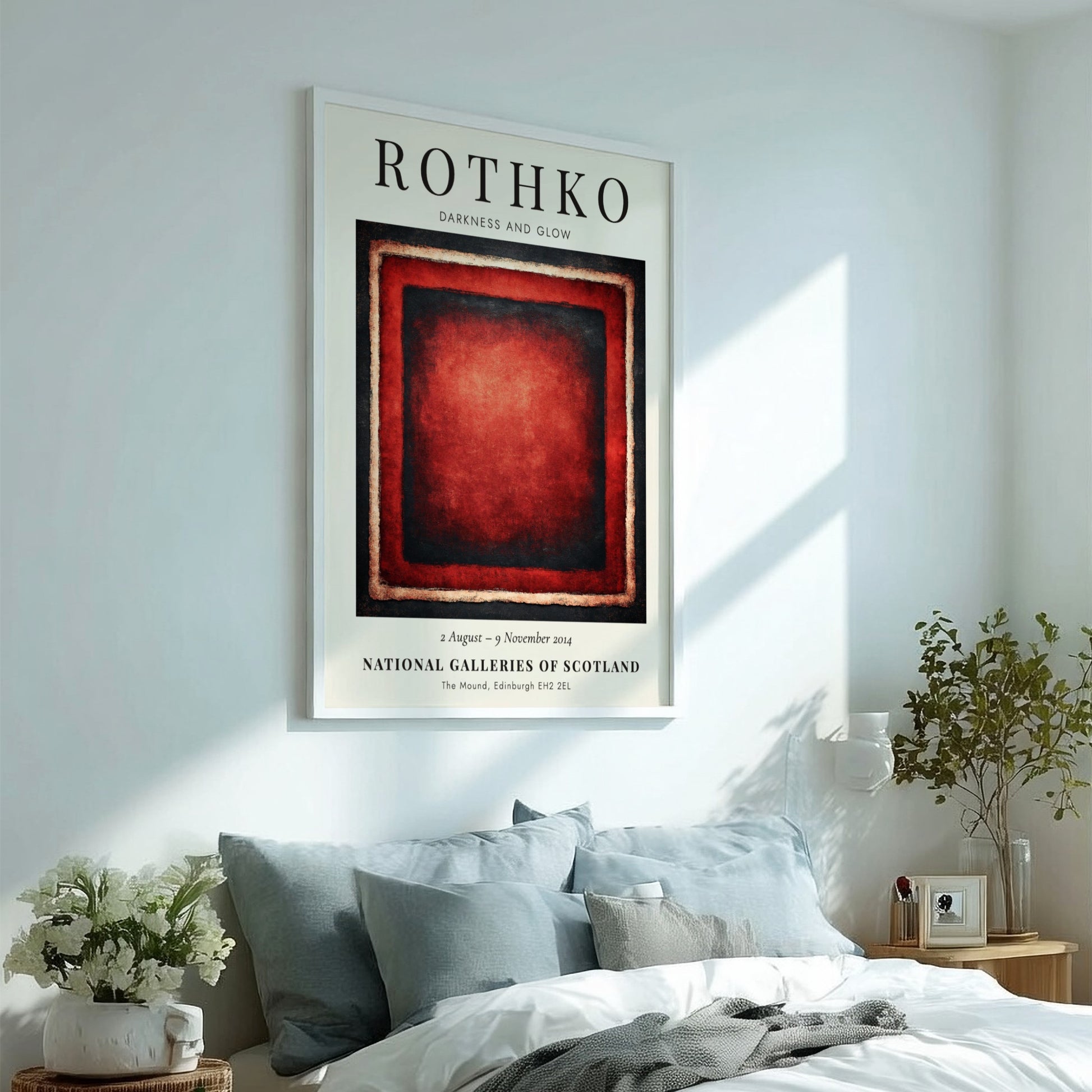 Wall art poster featuring Mark Rothko Darkness and Glow abstract red and black painting