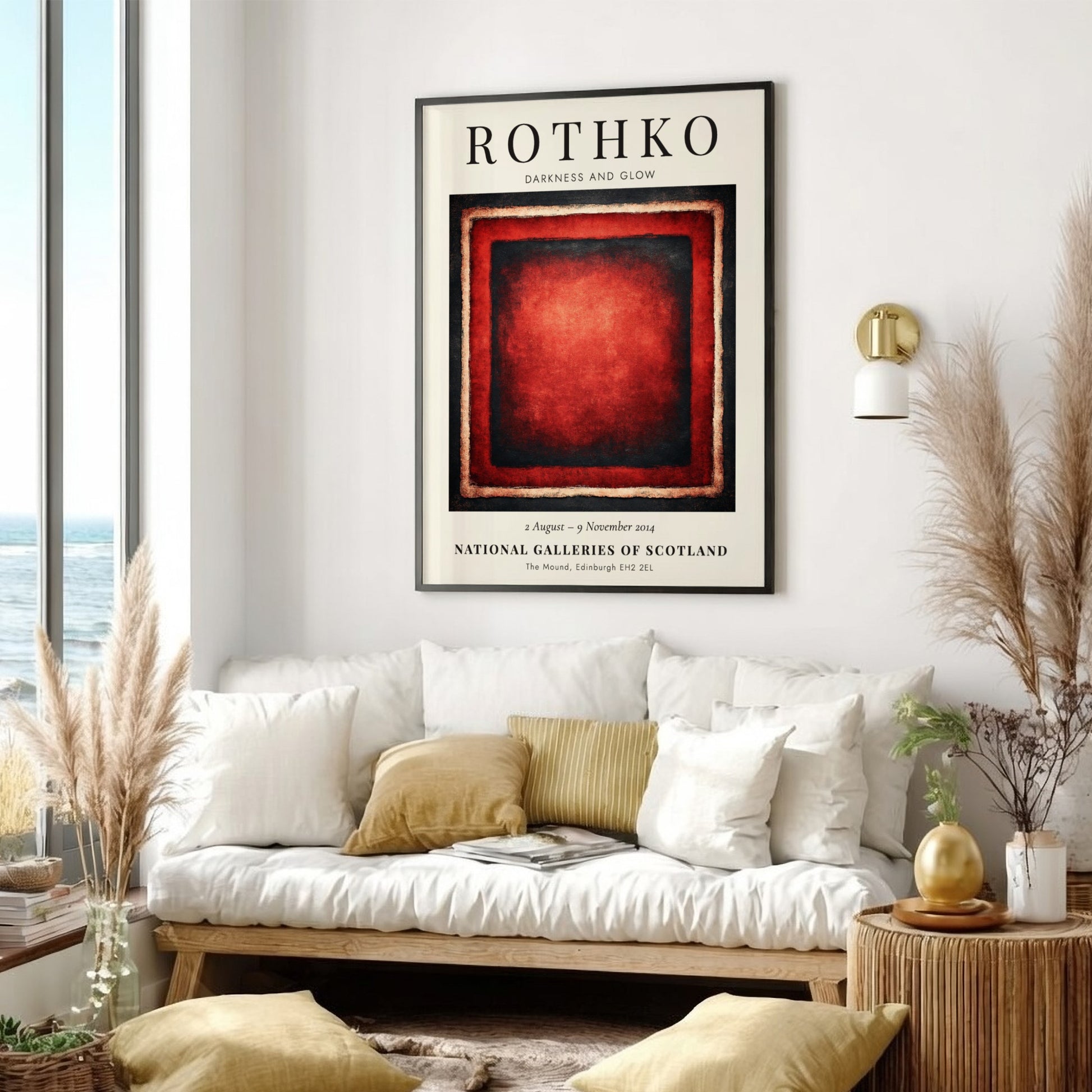 Wall art poster featuring Mark Rothko Darkness and Glow abstract red and black painting