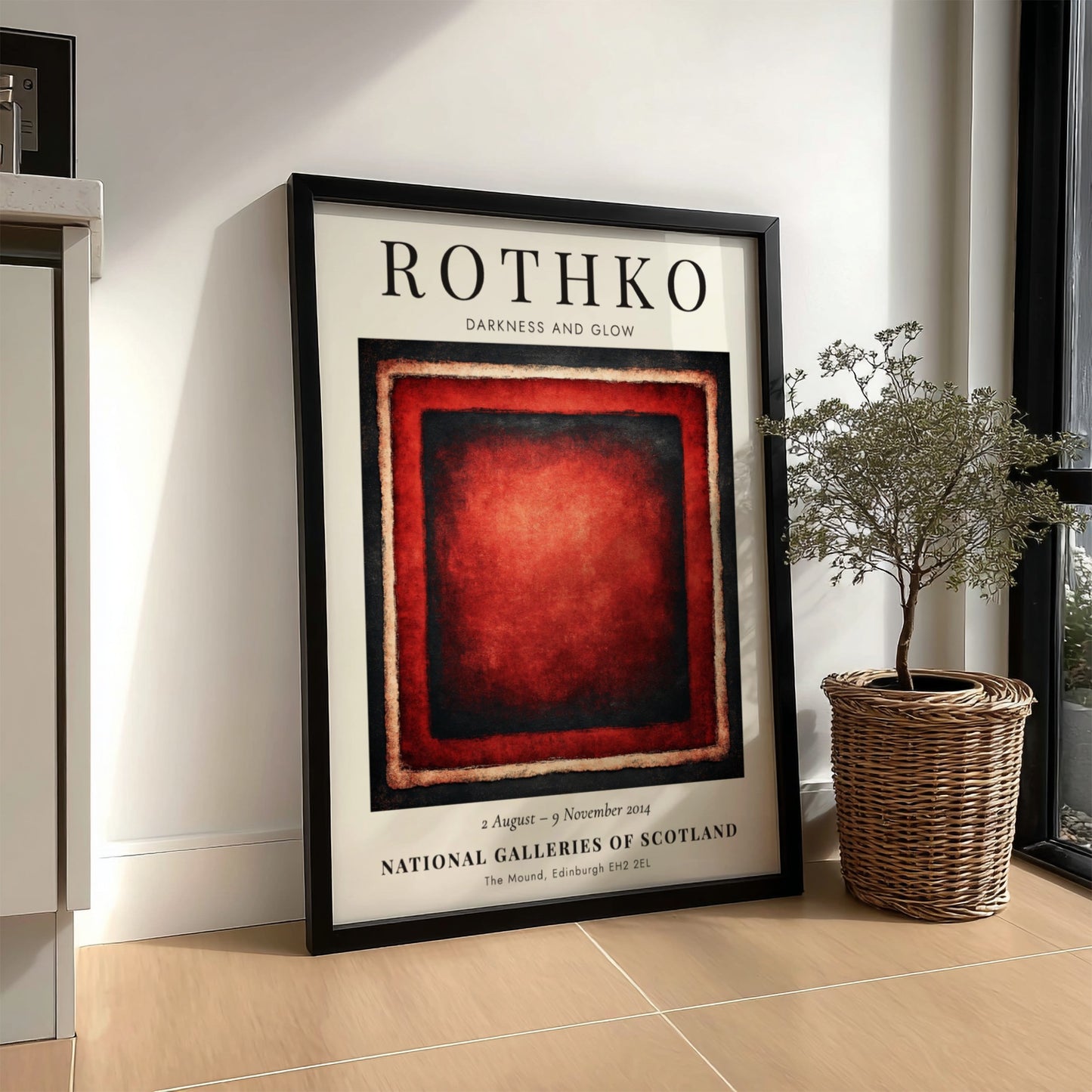 Wall art poster featuring Mark Rothko Darkness and Glow abstract red and black painting
