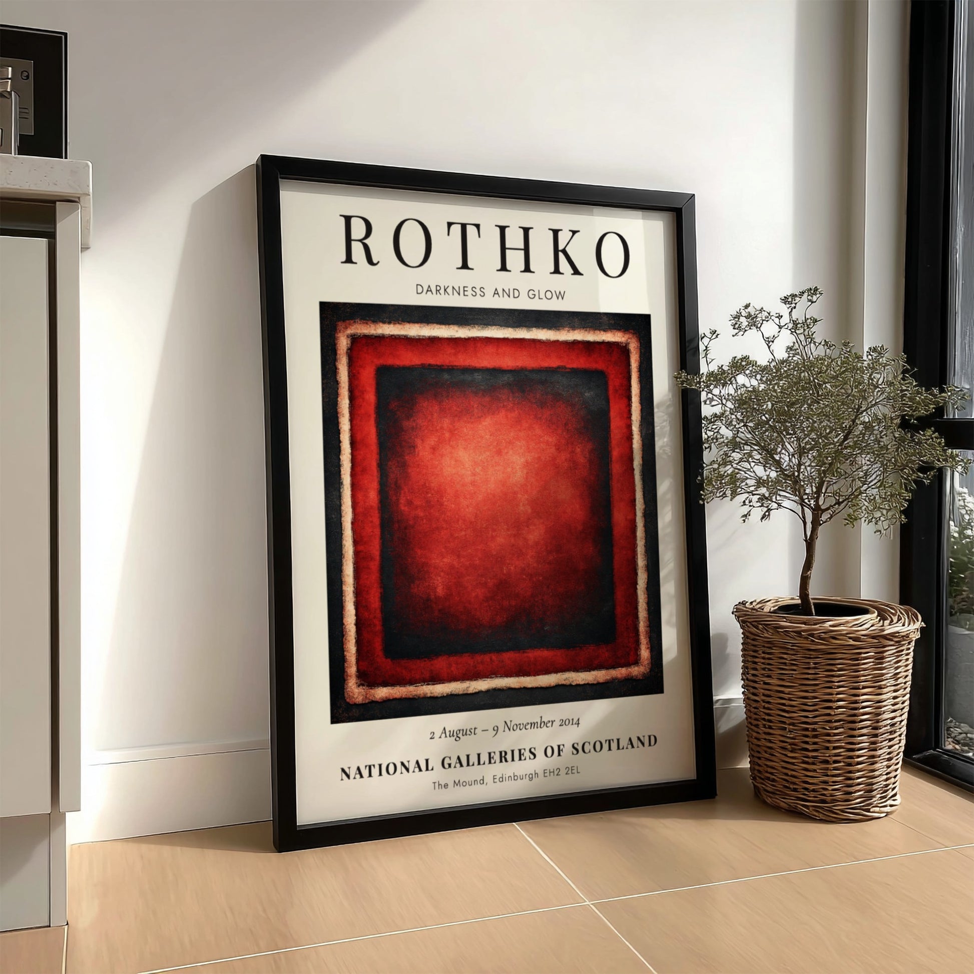 Wall art poster featuring Mark Rothko Darkness and Glow abstract red and black painting