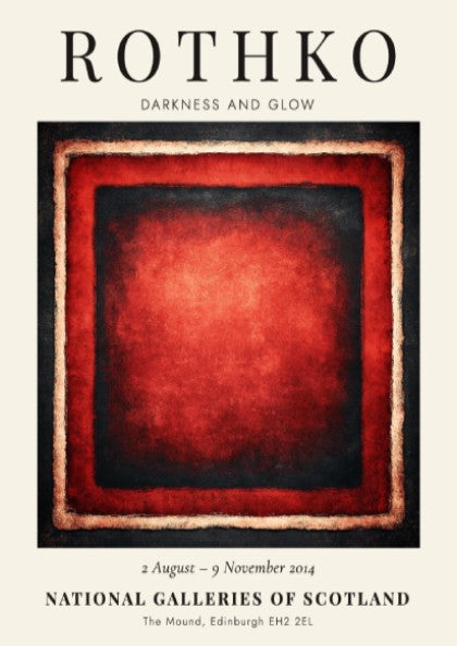 Wall art poster featuring Mark Rothko Darkness and Glow abstract red and black painting