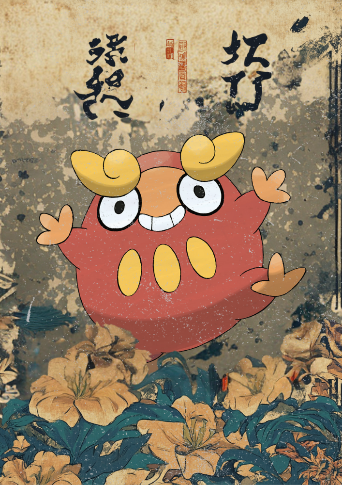 Darumaka Poster: Japanese Style Legendary Pokemon Inspired Anime Artwork, Pokemon TCG Darumaka