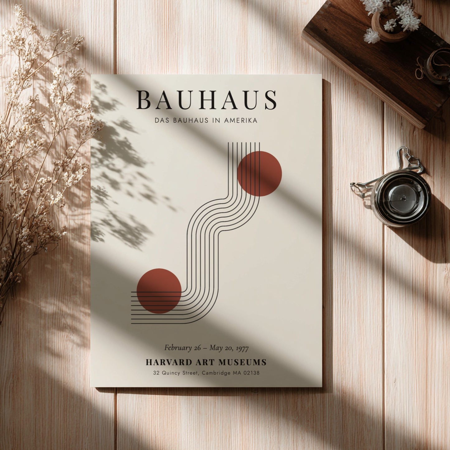 Bauhaus poster featuring geometric shapes and warm colors, modern art design