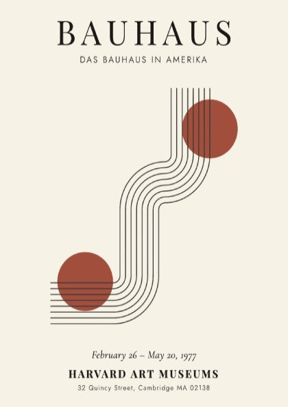 Bauhaus poster featuring geometric shapes and warm colors, modern art design