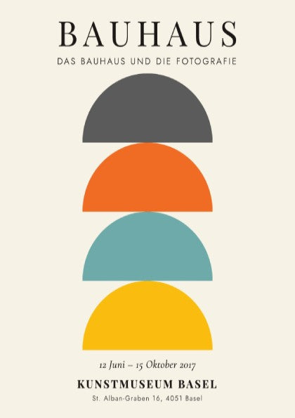 Bauhaus poster featuring geometric shapes in vibrant colors, modern design style