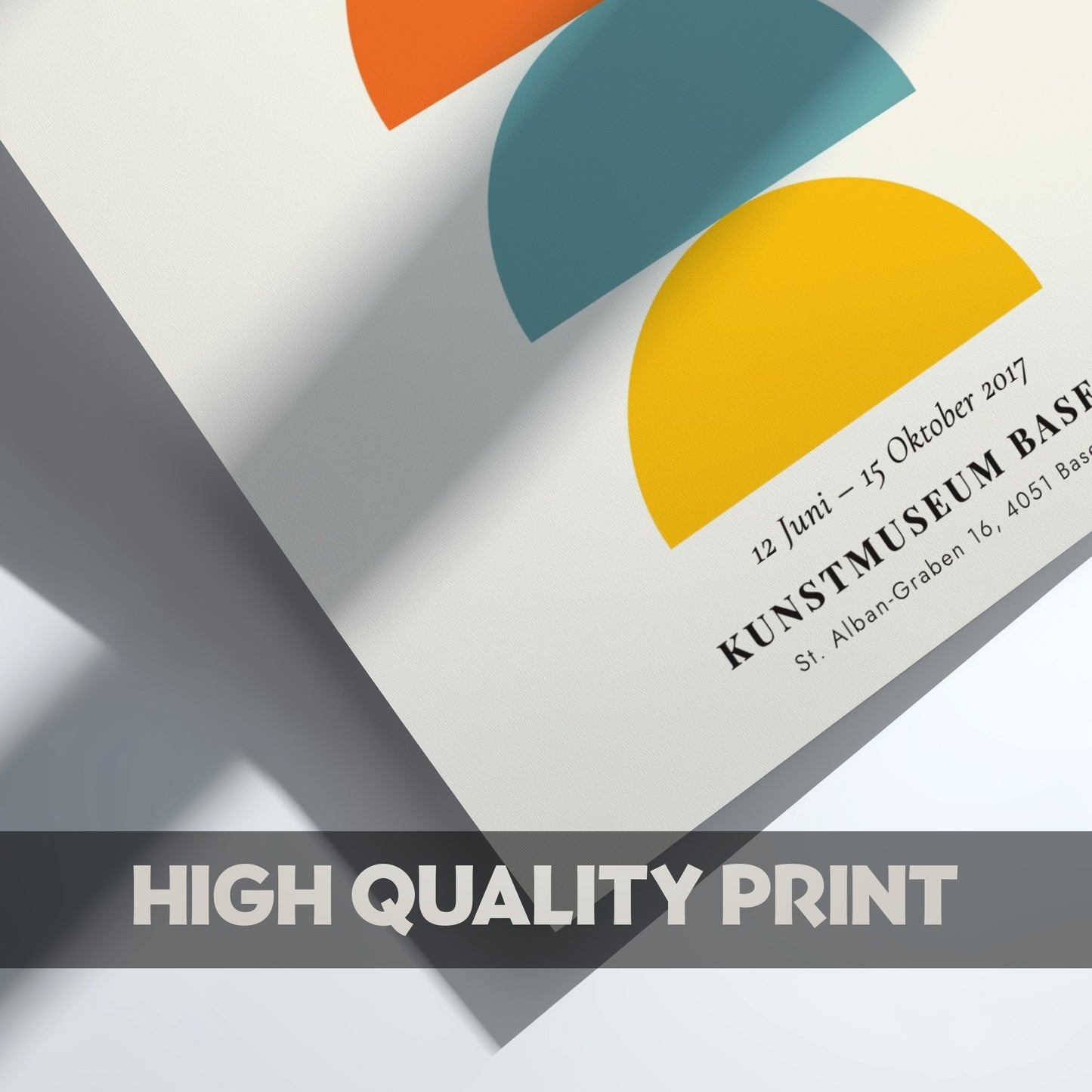 Bauhaus poster featuring geometric shapes in vibrant colors, modern design style
