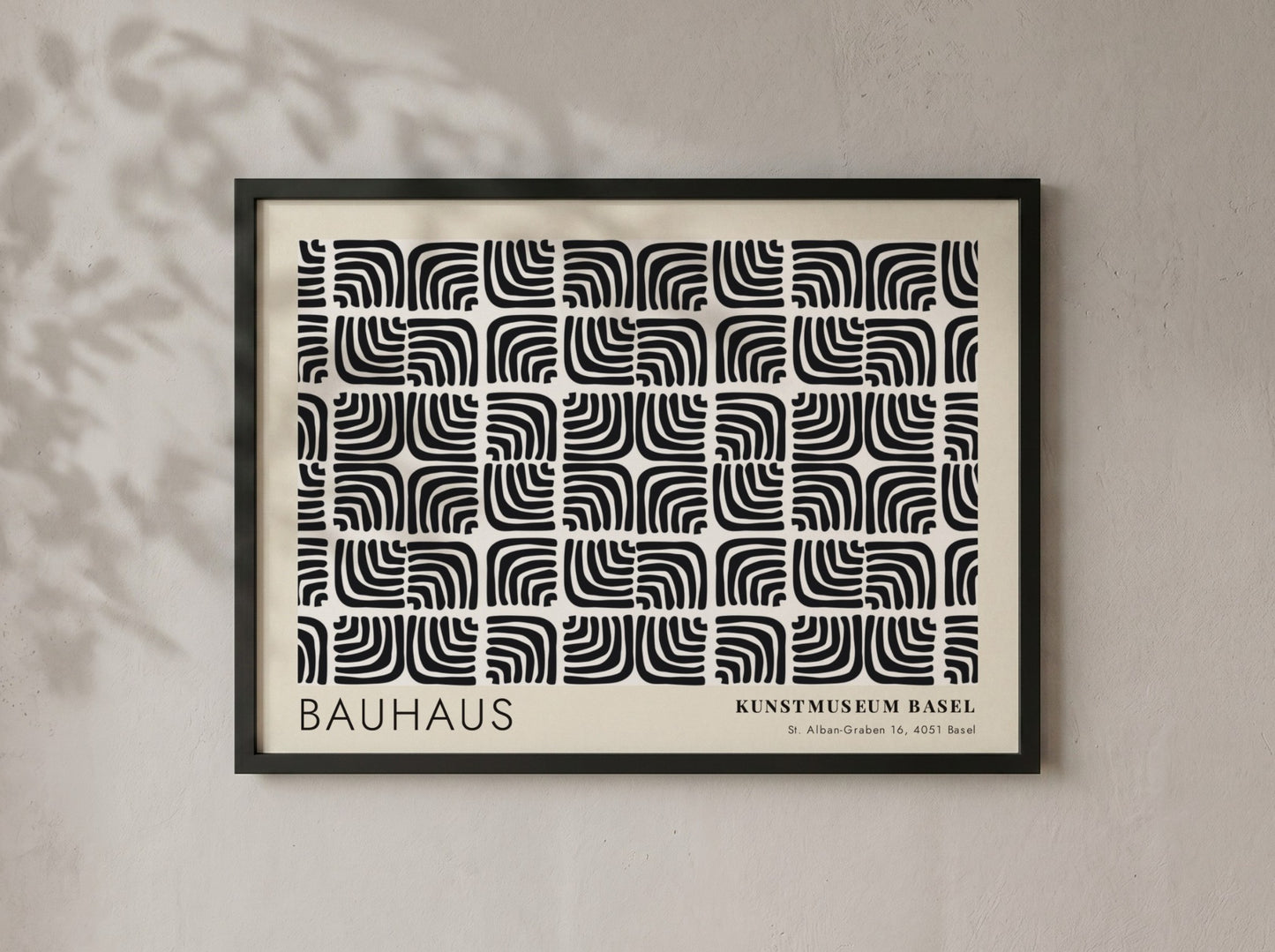 Wall art poster featuring a black and cream Bauhaus pattern from Kunstmuseum Basel
