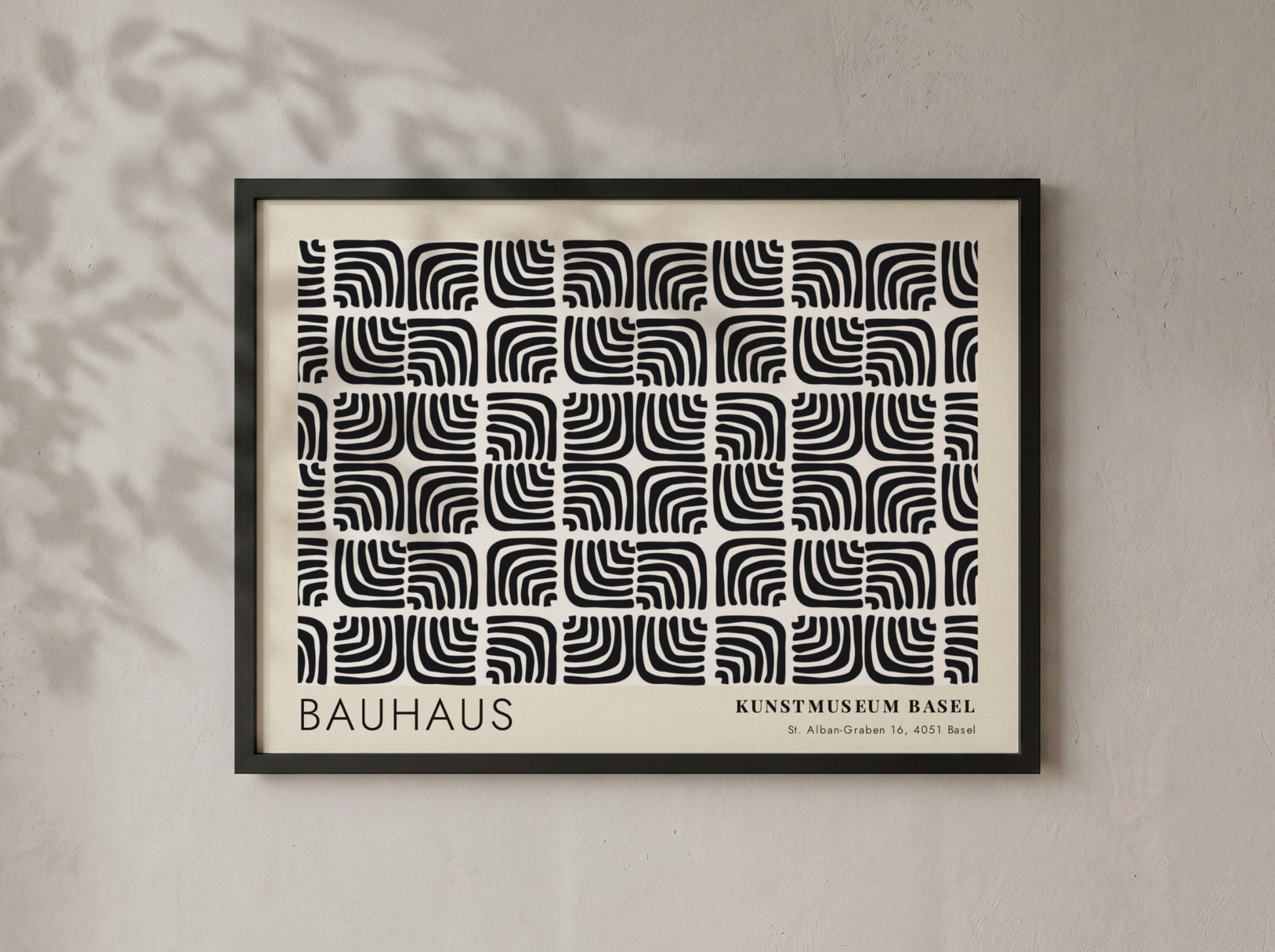 Wall art poster featuring a black and cream Bauhaus pattern from Kunstmuseum Basel
