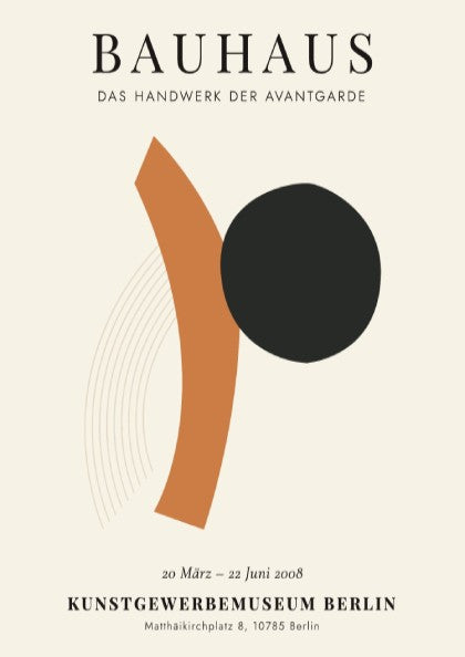 Bauhaus poster featuring geometric shapes and bold colors, representing avant-garde design.