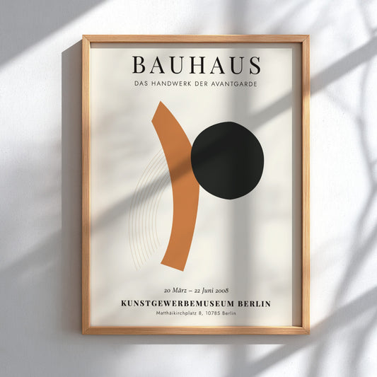 Bauhaus poster featuring geometric shapes and bold colors, representing avant-garde design.