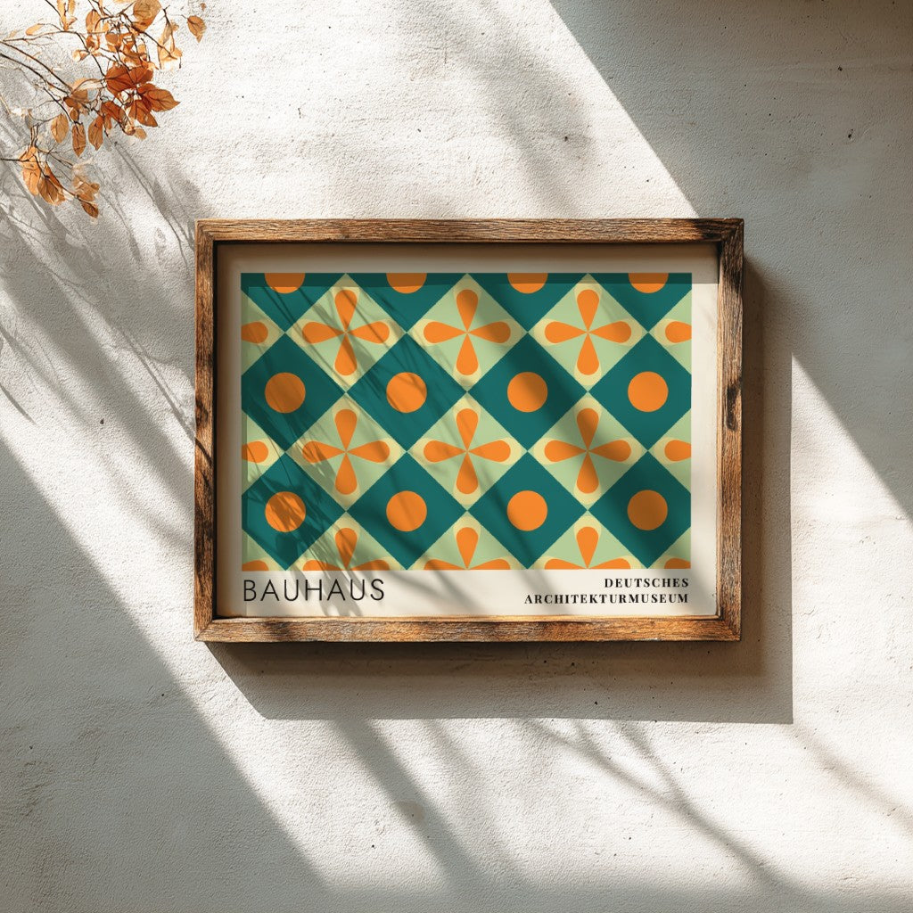 Wall art poster featuring Bauhaus Deutsches Architekturmuseum text with Das Neue Frankfurt geometric pattern
