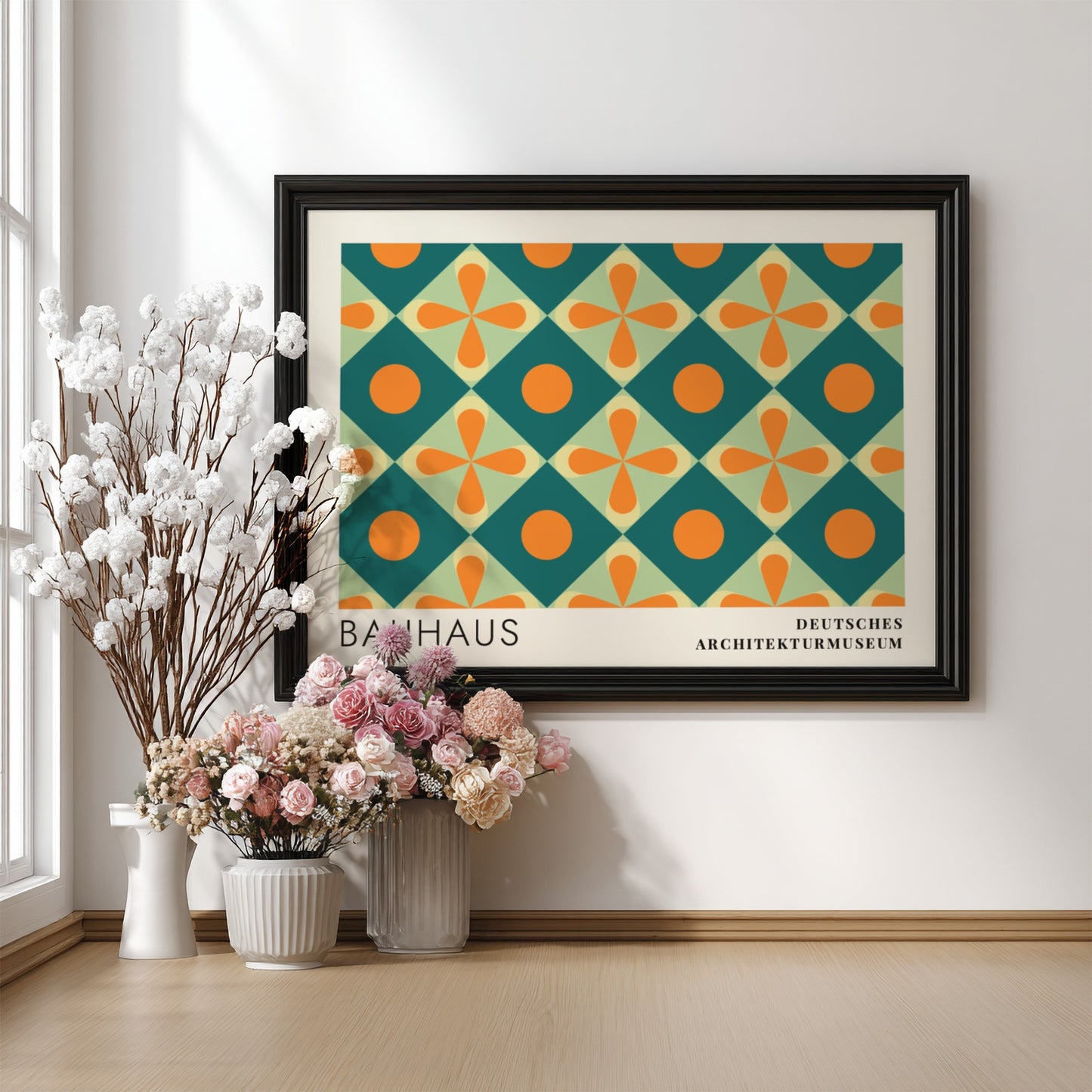 Wall art poster featuring Bauhaus Deutsches Architekturmuseum text with Das Neue Frankfurt geometric pattern