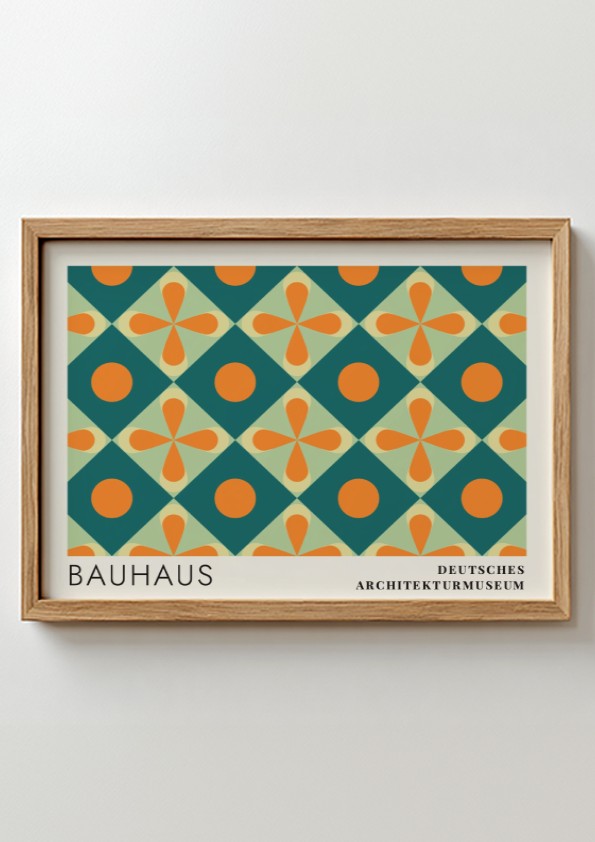 Wall art poster featuring Bauhaus Deutsches Architekturmuseum text with Das Neue Frankfurt geometric pattern