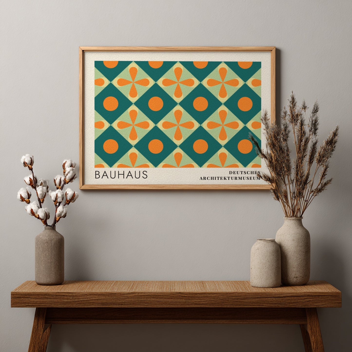 Wall art poster featuring Bauhaus Deutsches Architekturmuseum text with Das Neue Frankfurt geometric pattern