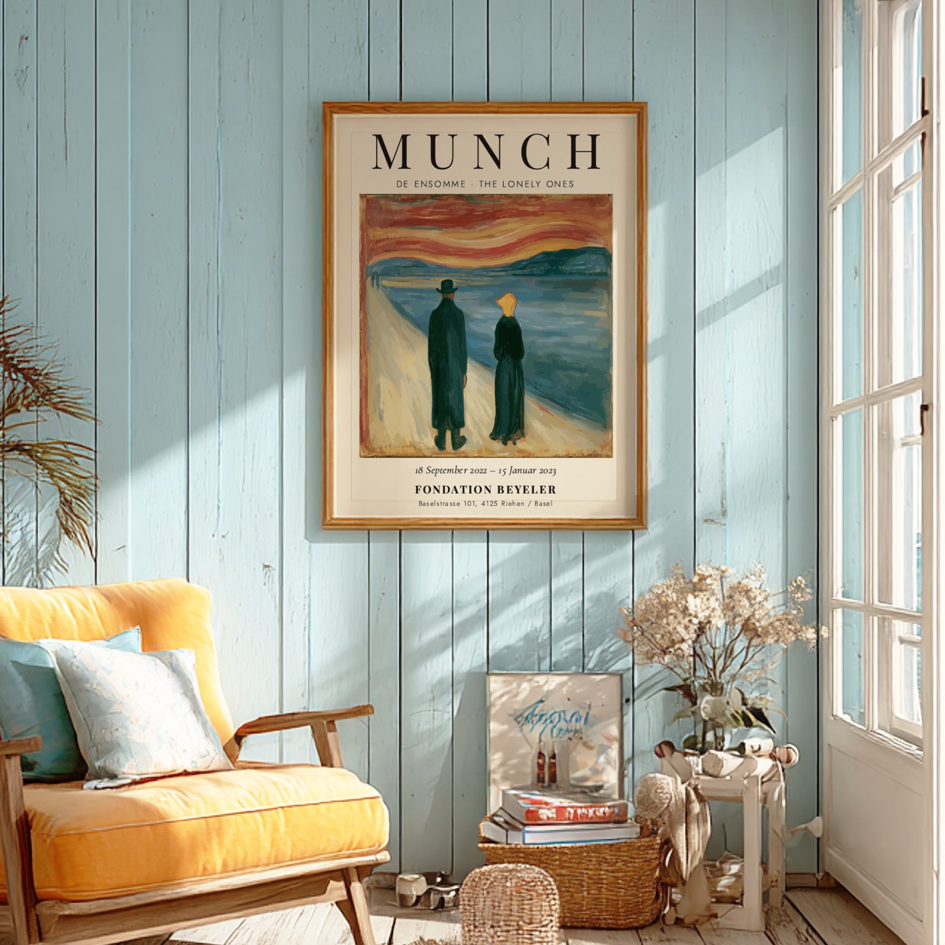 Edvard Munch poster featuring De Ensomme - The Lonely Ones with vibrant colors and emotional scene