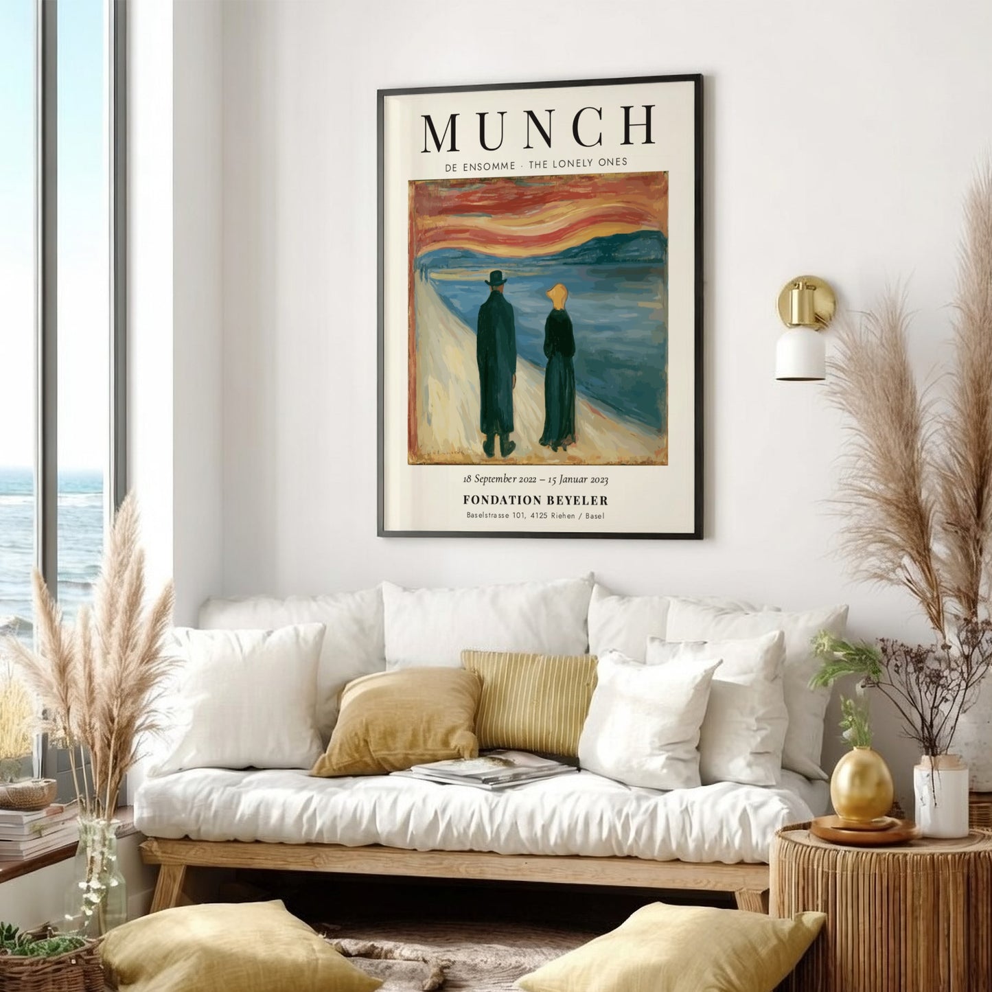 Edvard Munch poster featuring De Ensomme - The Lonely Ones with vibrant colors and emotional scene