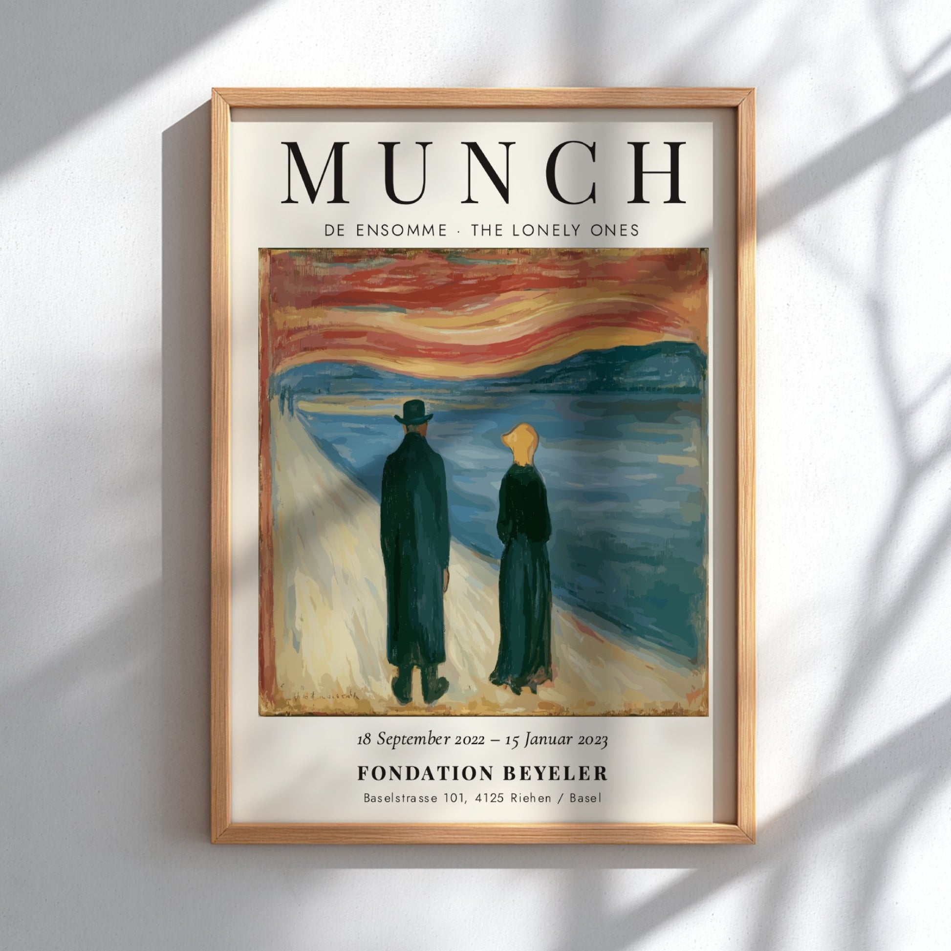 Edvard Munch poster featuring De Ensomme - The Lonely Ones with vibrant colors and emotional scene
