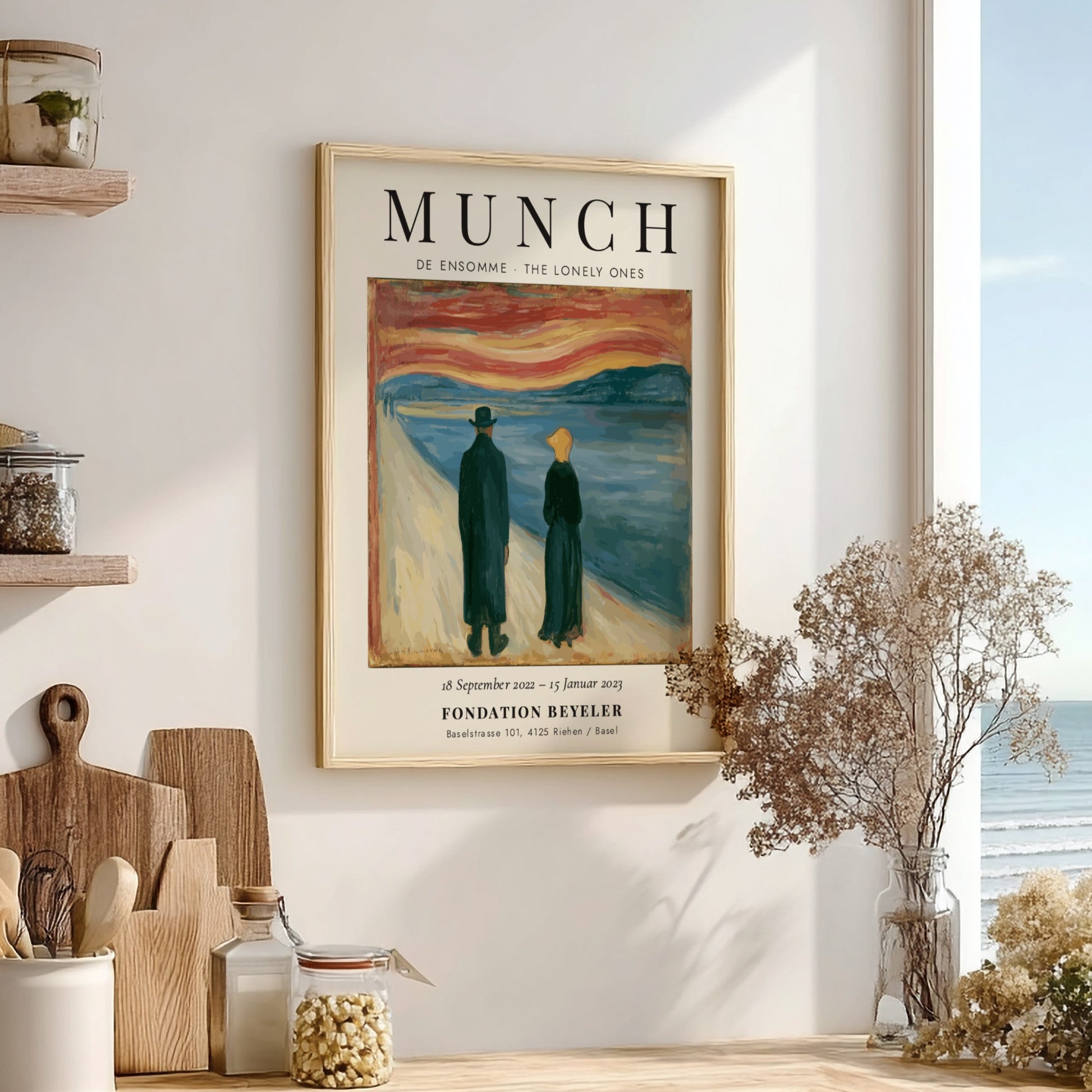 Edvard Munch poster featuring De Ensomme - The Lonely Ones with vibrant colors and emotional scene