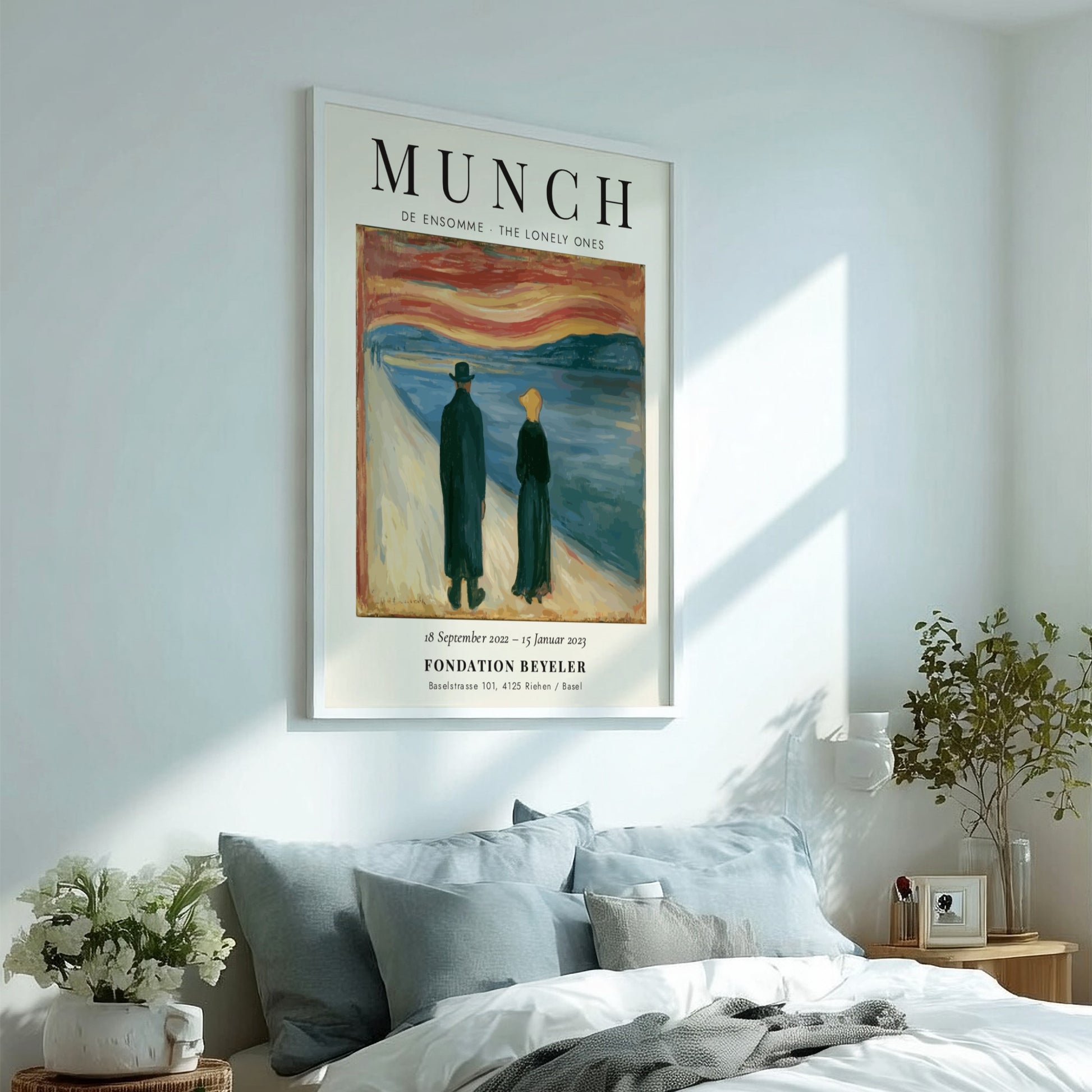 Edvard Munch poster featuring De Ensomme - The Lonely Ones with vibrant colors and emotional scene