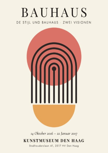 Bauhaus poster featuring geometric shapes and a warm color palette, modern design for wall decor