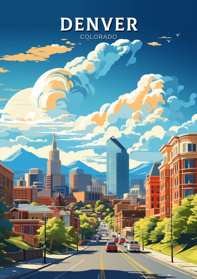 North AmericaDENVER TRAVEL POSTER - COLORADO ARTWORK