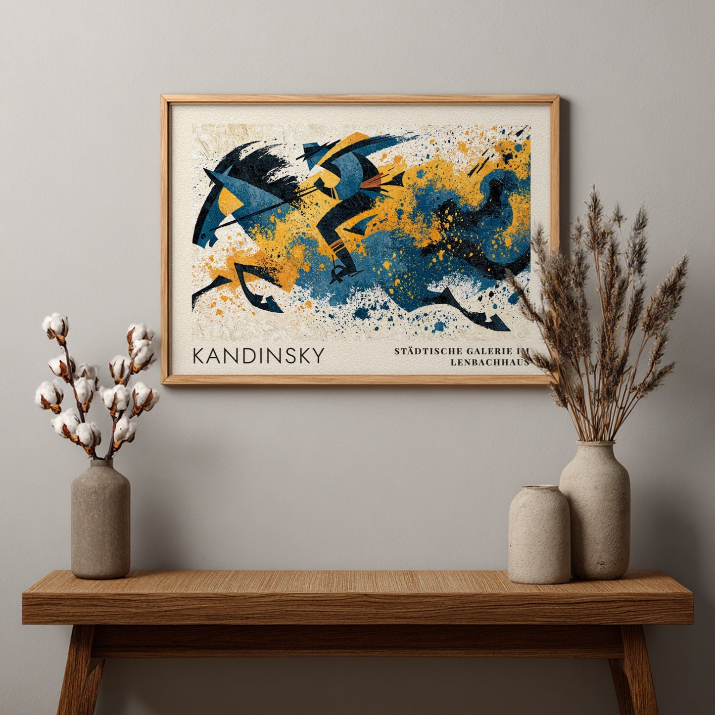 Wall art poster of Kandinsky Der Blaue Reiter featuring a rider in blue