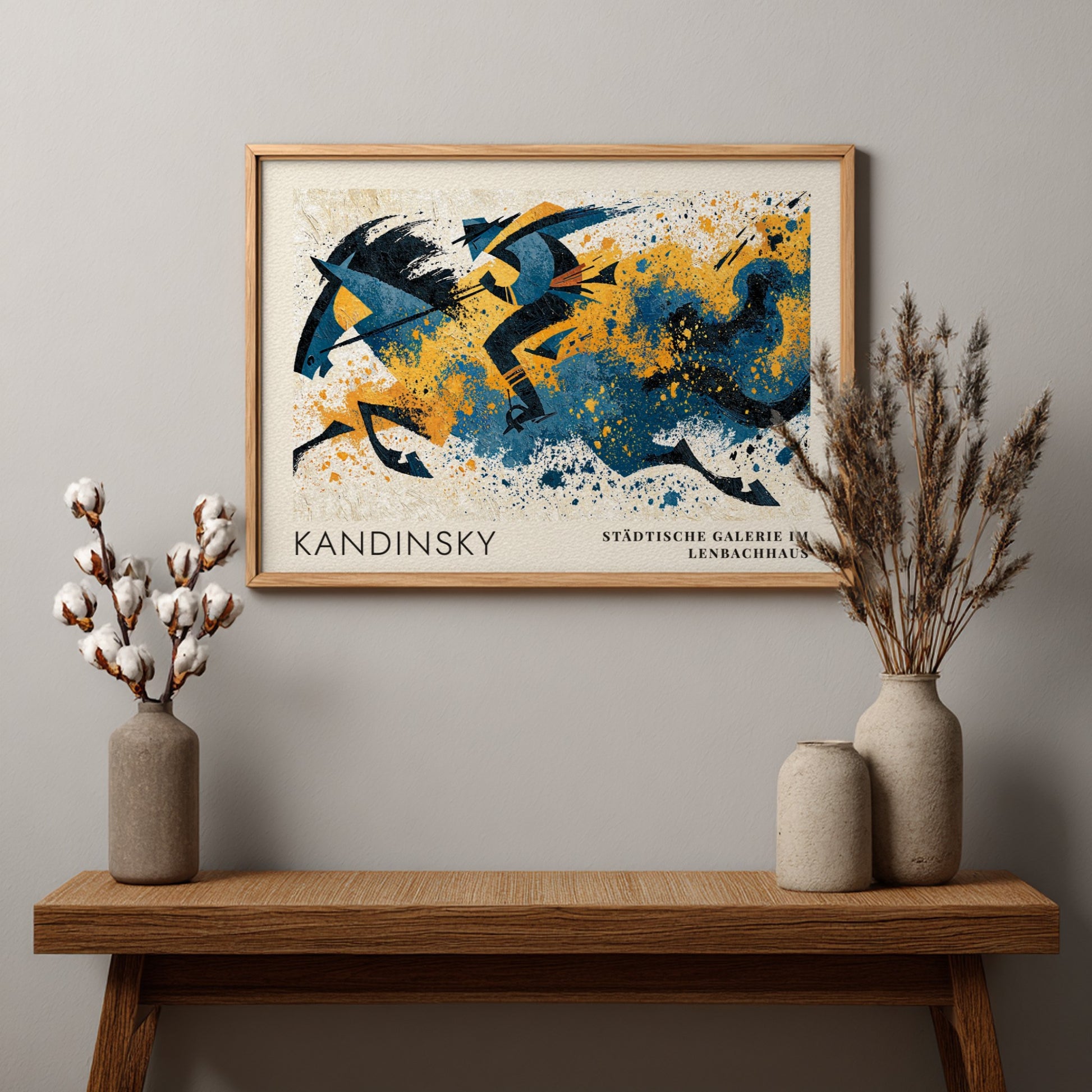 Wall art poster of Kandinsky Der Blaue Reiter featuring a rider in blue
