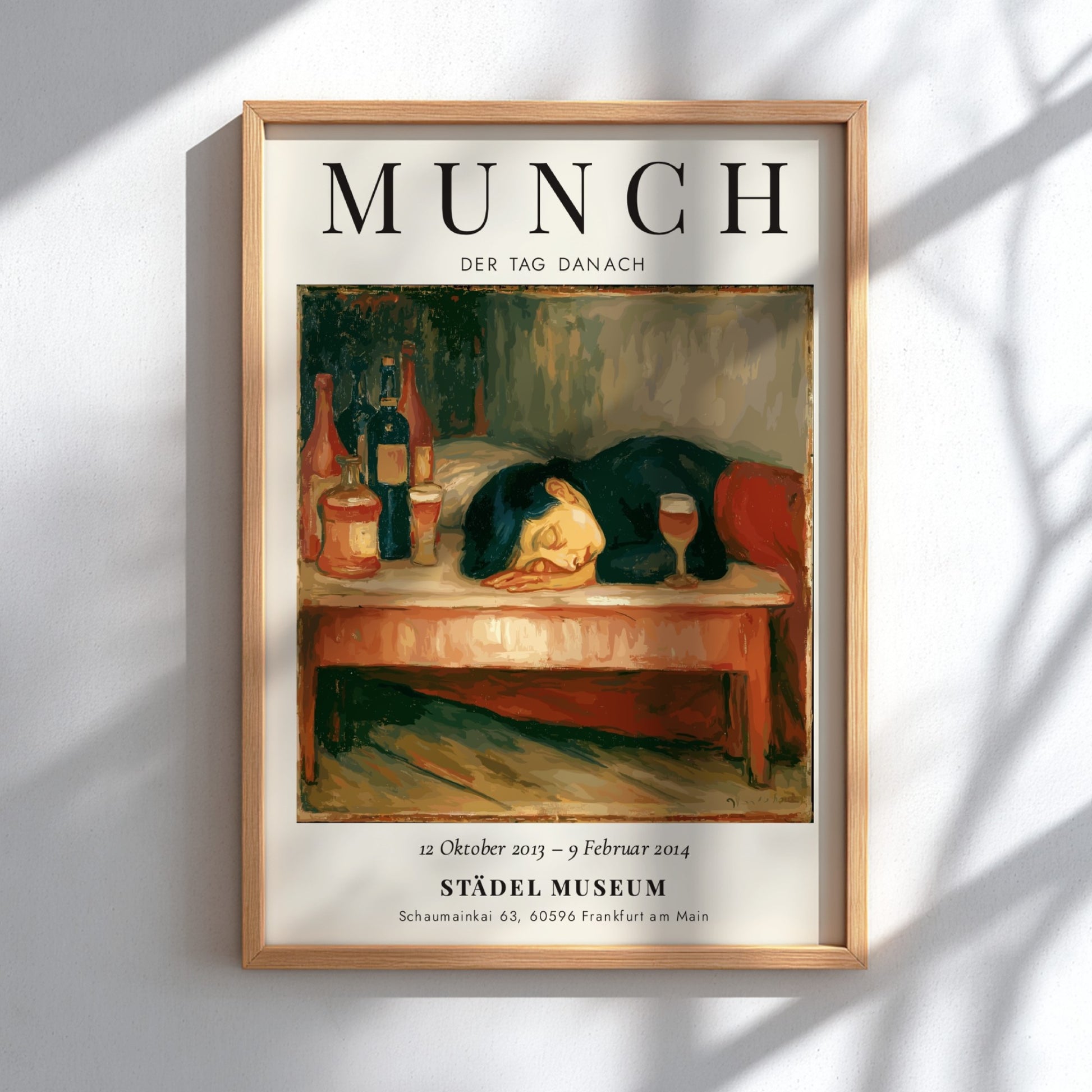 Edvard Munch poster featuring 'Der Tag Danach' with muted colors and an expressive figure