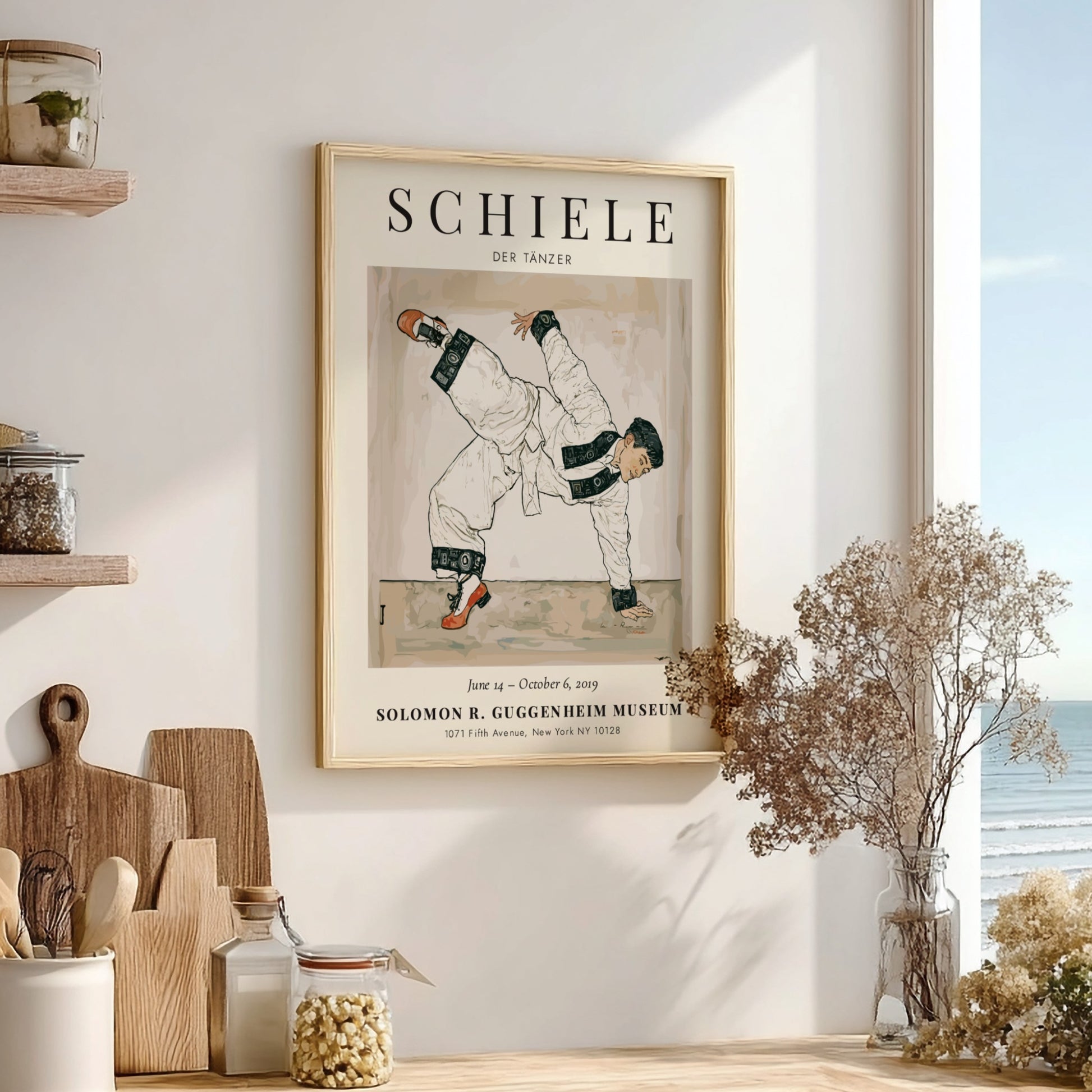 Egon Schiele poster featuring Der Tänzer in expressionist style with dynamic colors and bold lines