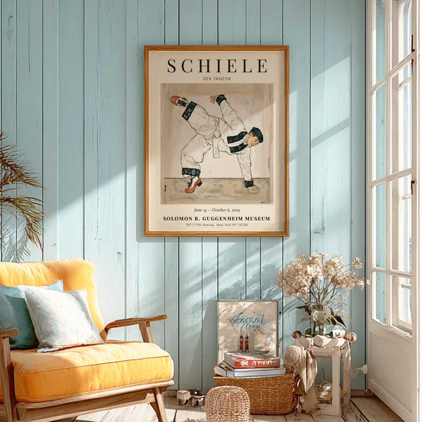 Egon Schiele poster featuring Der Tänzer in expressionist style with dynamic colors and bold lines