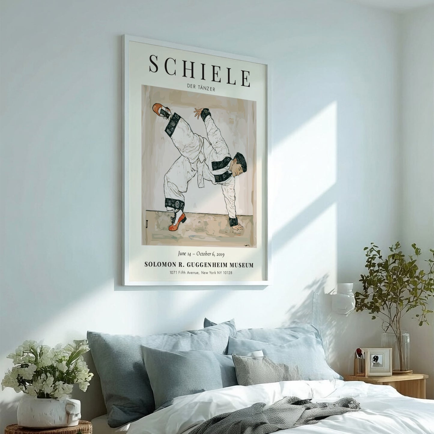 Egon Schiele poster featuring Der Tänzer in expressionist style with dynamic colors and bold lines