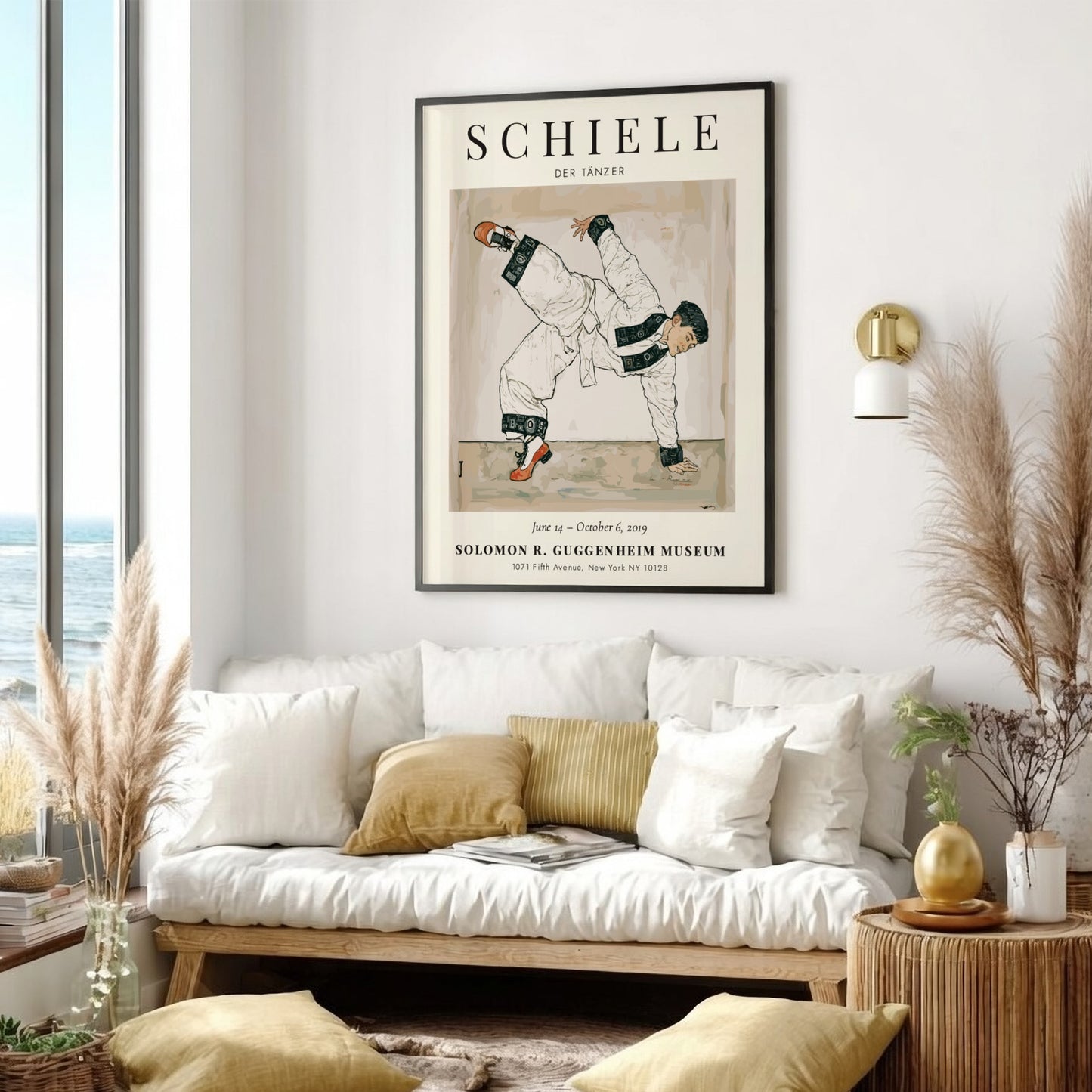 Egon Schiele poster featuring Der Tänzer in expressionist style with dynamic colors and bold lines
