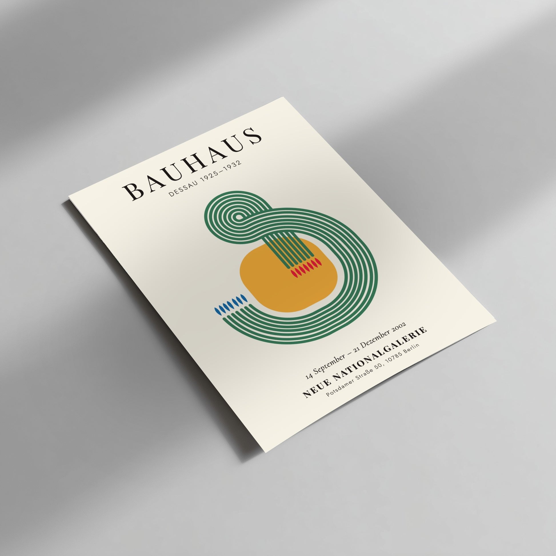Bauhaus poster featuring geometric shapes and vibrant colors in modernist style
