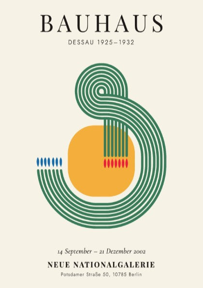 Bauhaus poster featuring geometric shapes and vibrant colors in modernist style