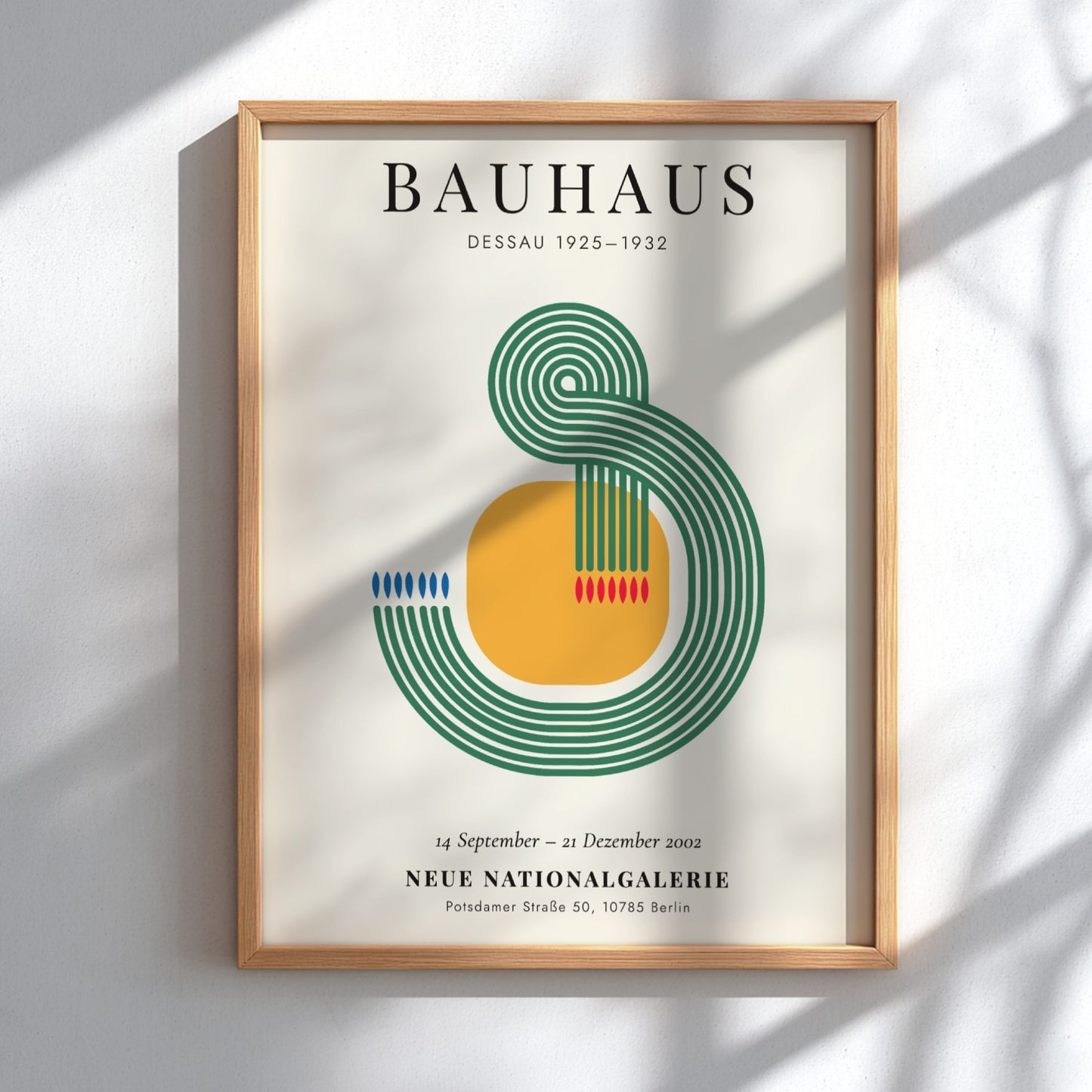 Bauhaus poster featuring geometric shapes and vibrant colors in modernist style