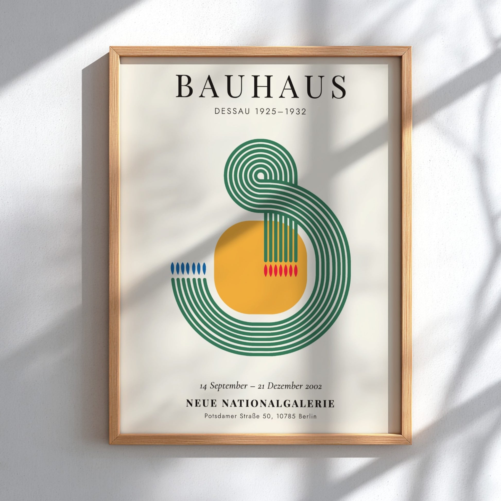 Bauhaus poster featuring geometric shapes and vibrant colors in modernist style